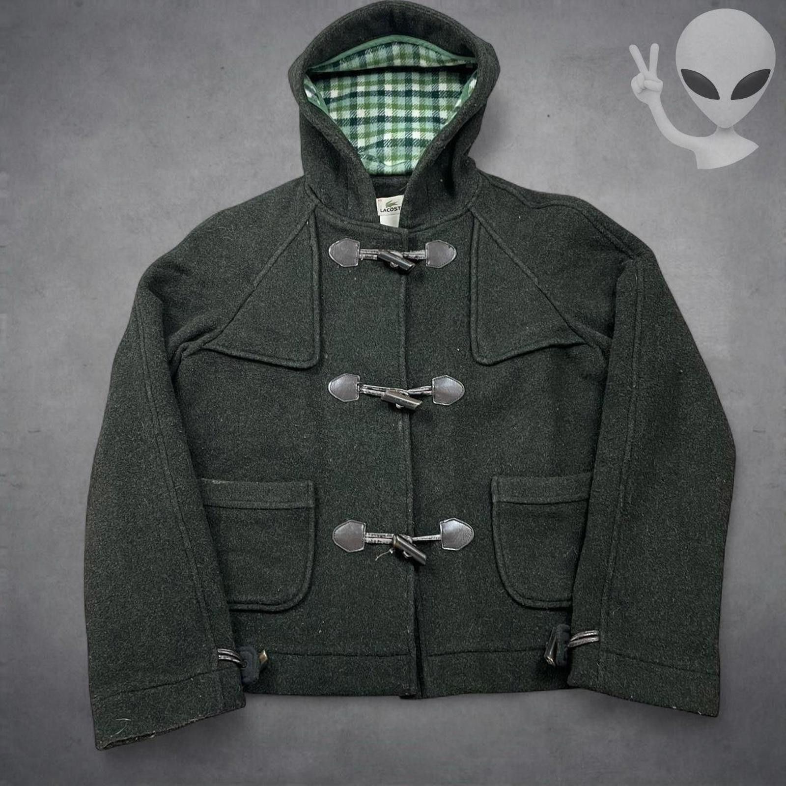 Lacoste Lacoste Wool Duffle Coat Medium Charcoal Grey Plaid Lined Size M / US 6-8 / IT 42-44 - 3 Thumbnail