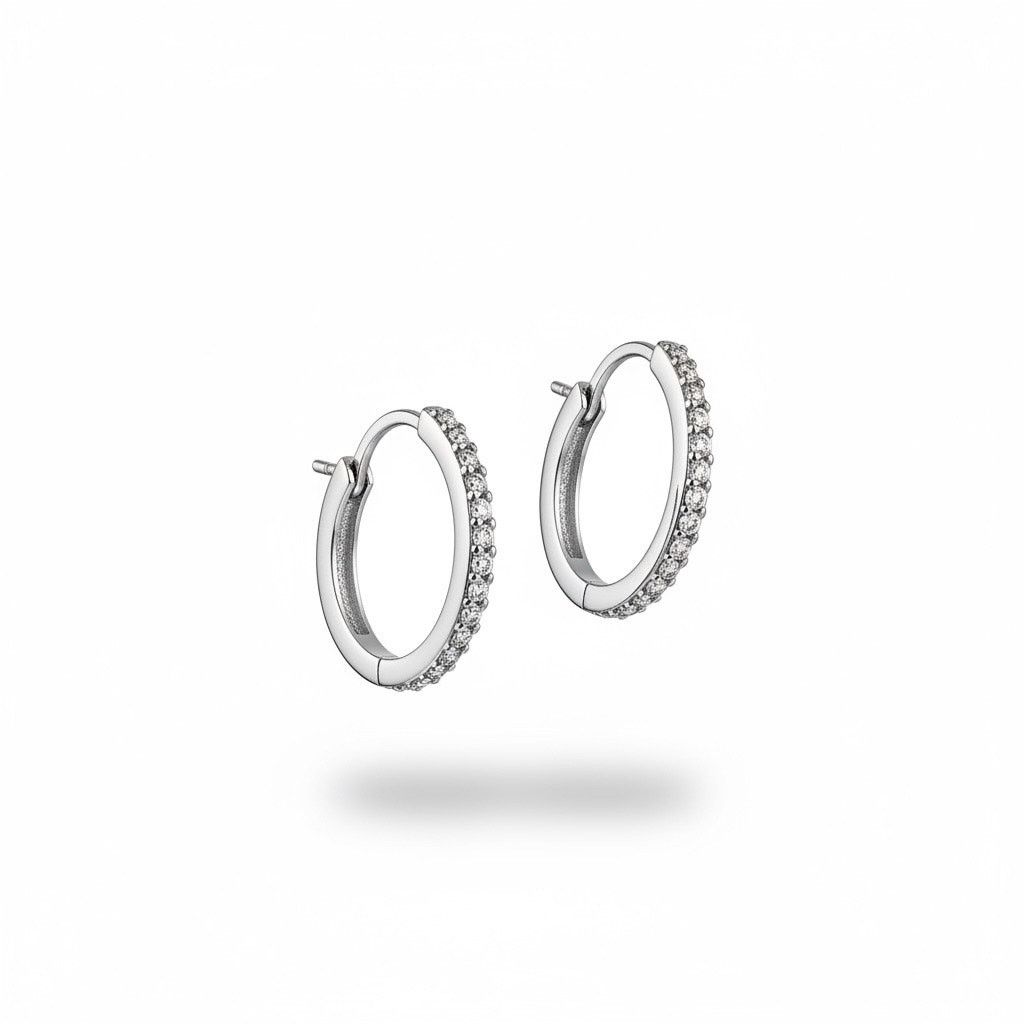 Karl Lagerfeld Karl Lagerfeld Paris Silver Crystal Hoop Earrings Small Pave Size ONE SIZE - 1 Thumbnail