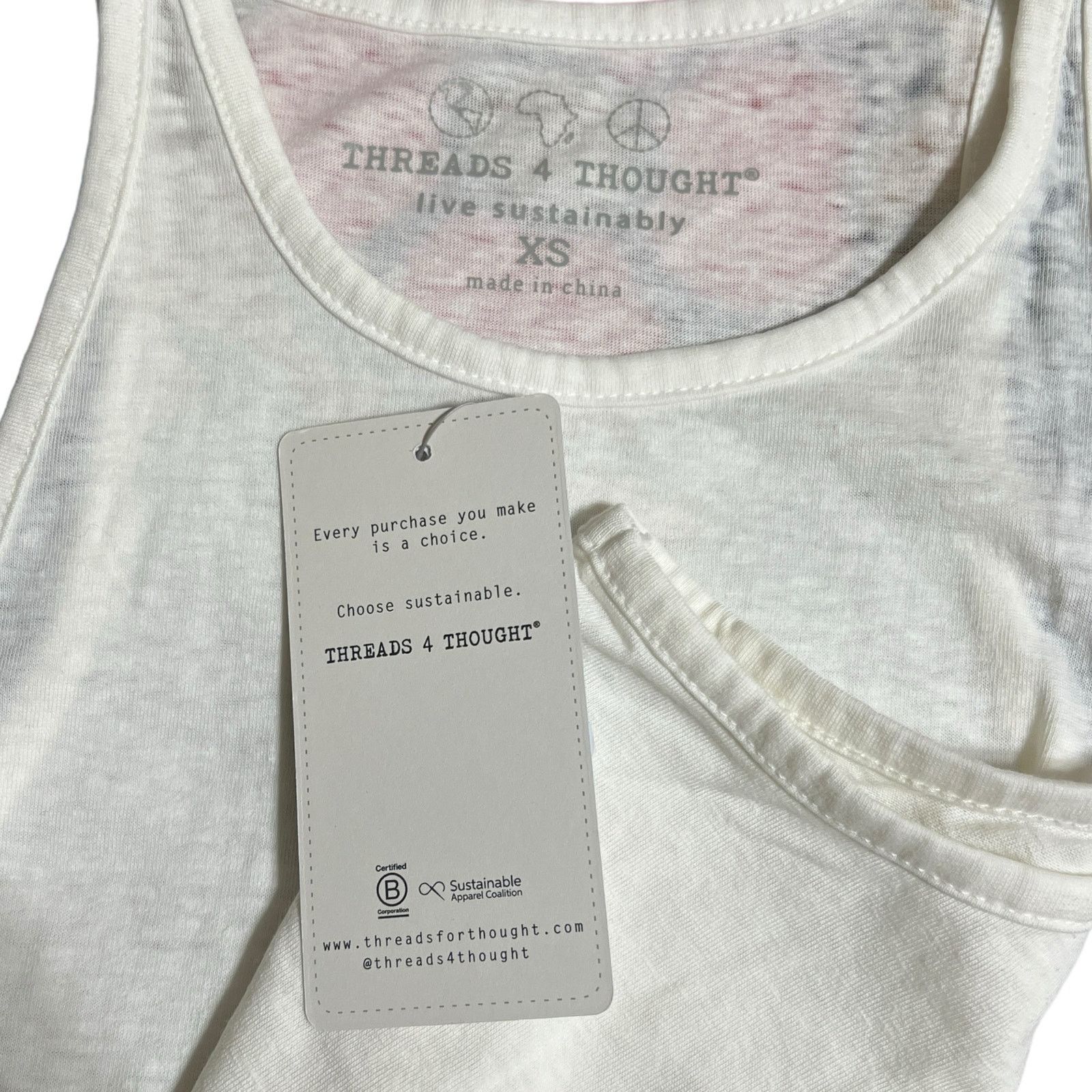 Threads 4 Thought White Racerback High Round Neck Thin Strap Tank Size XS / US 0-2 / IT 36-38 - 4 Thumbnail