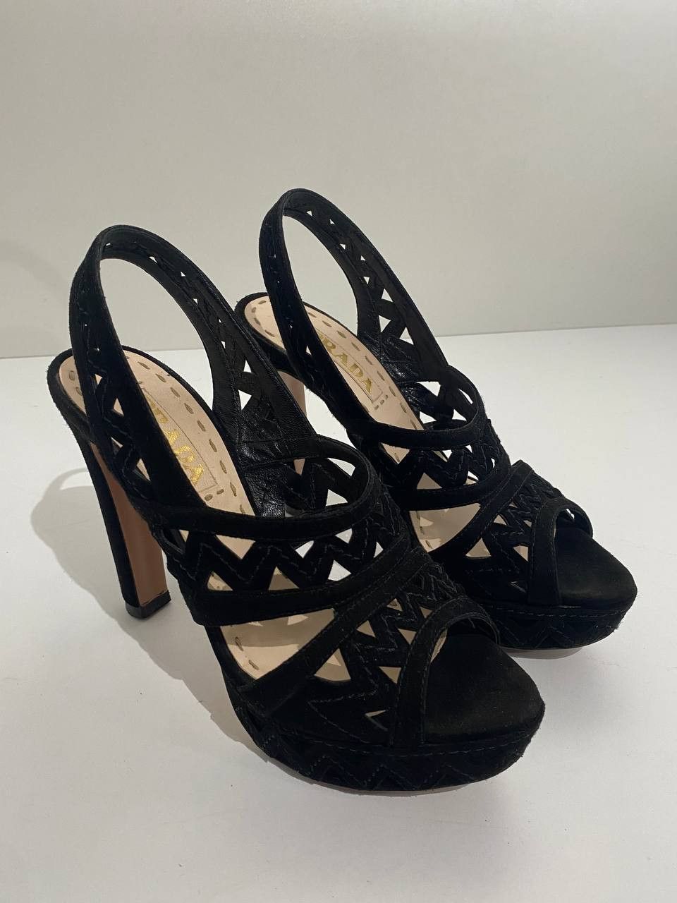 Prada Prada x Miu Miu Suede Black Slingback Strap High Heels Size US 7.5 / IT 37.5 - 2 Thumbnail
