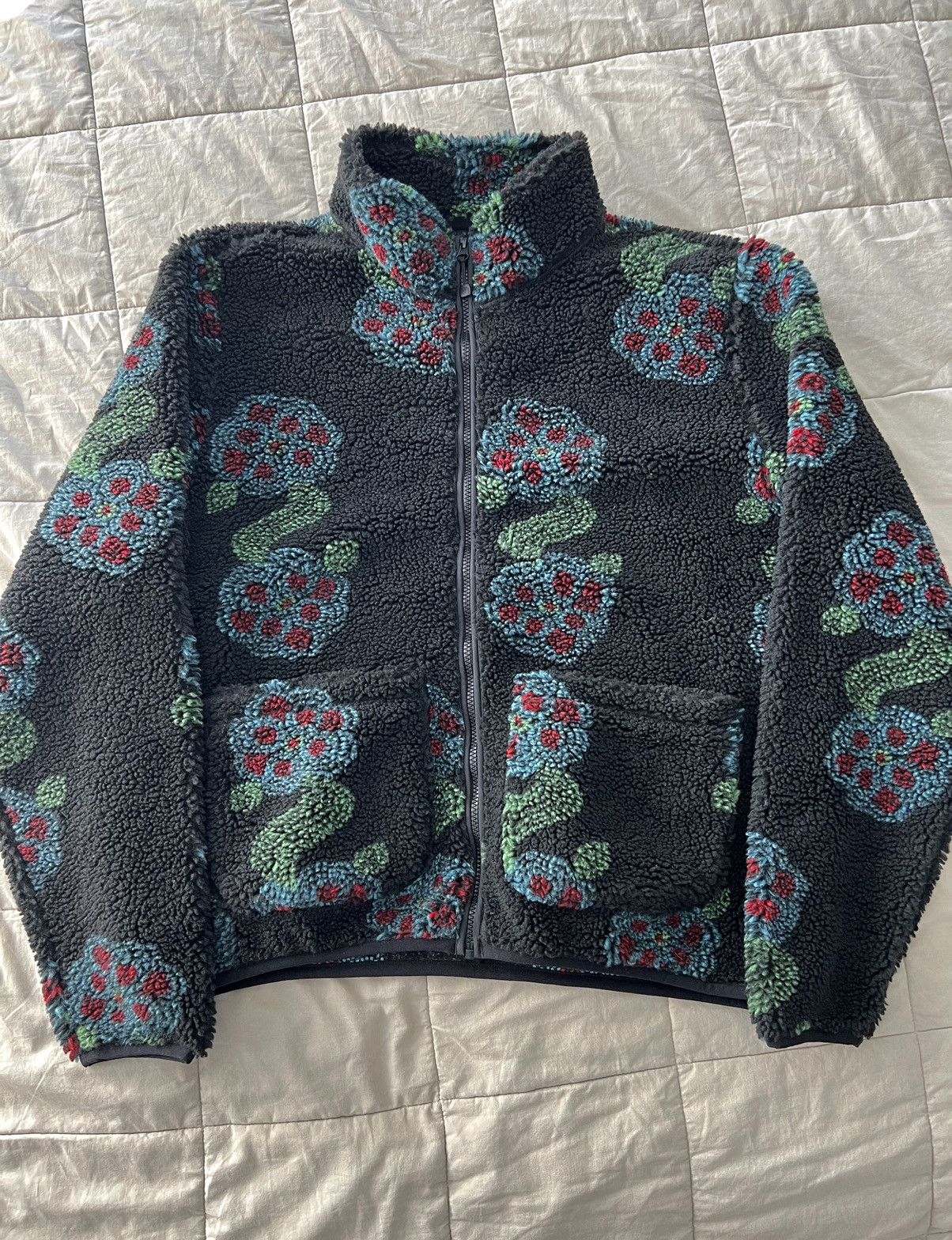 Streetwear × Stussy × Vintage Stussy Flor Sherpa Mock Neck “Black 