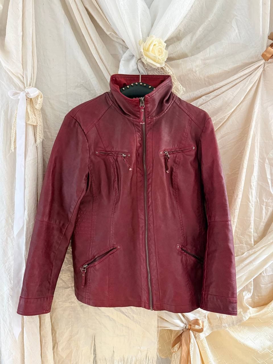 Vintage Vintage burgundy leatherette jacket Size M / US 6-8 / IT 42-44 - 3 Thumbnail