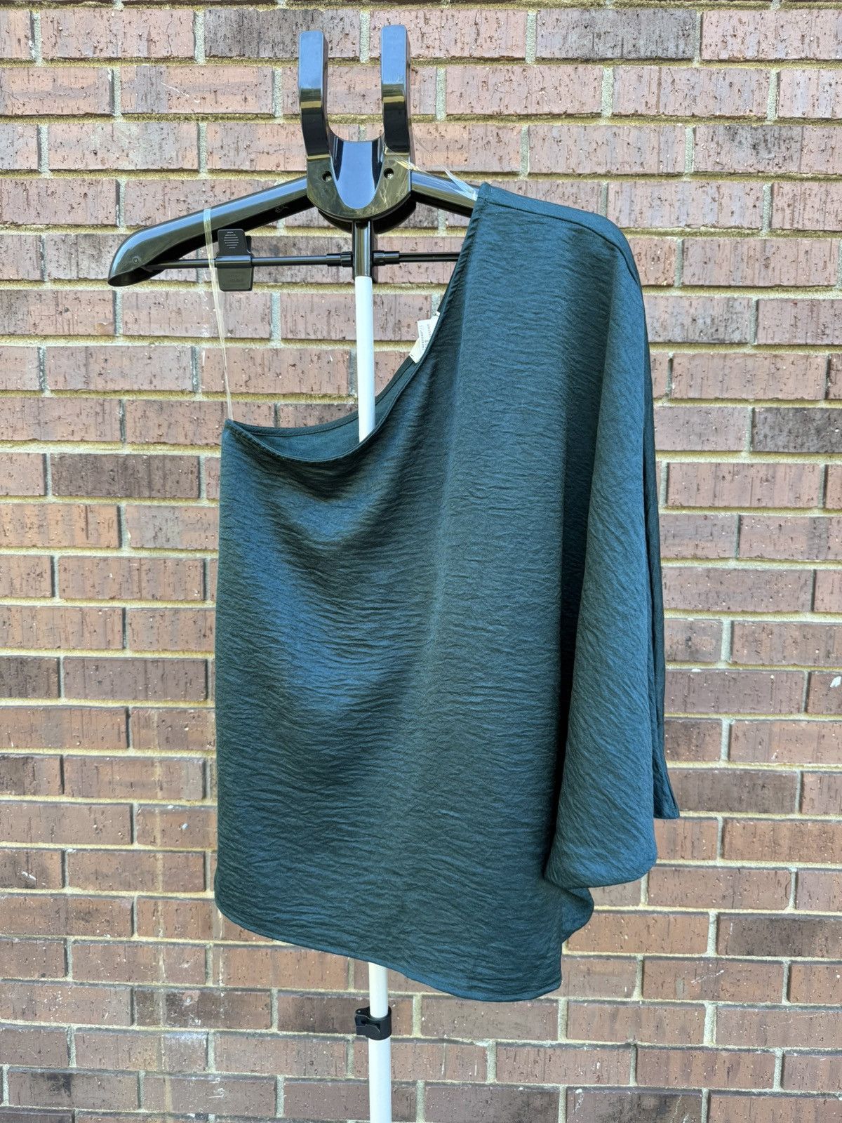 Other Entro One Shoulder Drape Top Poncho Blouse Dark Forest Green Size M / US 6-8 / IT 42-44 - 1 Thumbnail