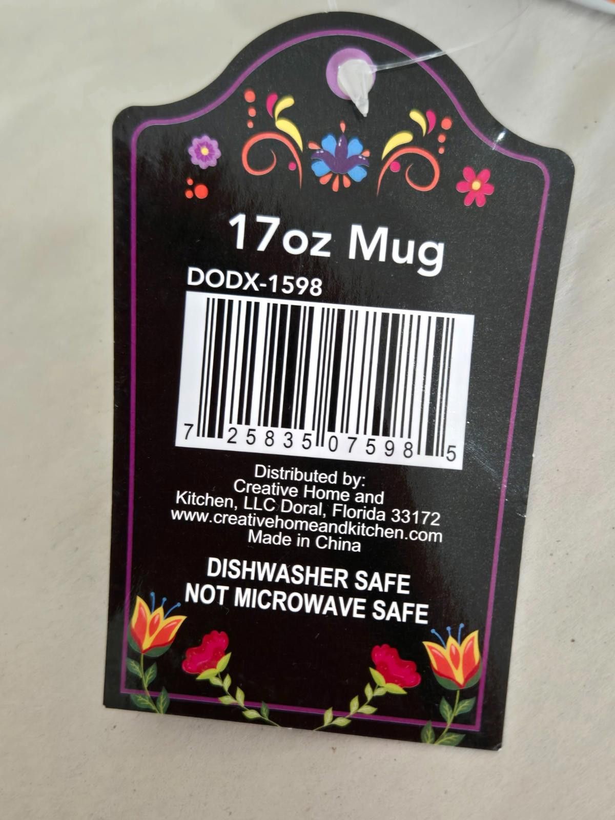 The Unbranded Brand Day of the Dead Enamel Coffee Cup Floral Mug NEW Size ONE SIZE - 3 Thumbnail