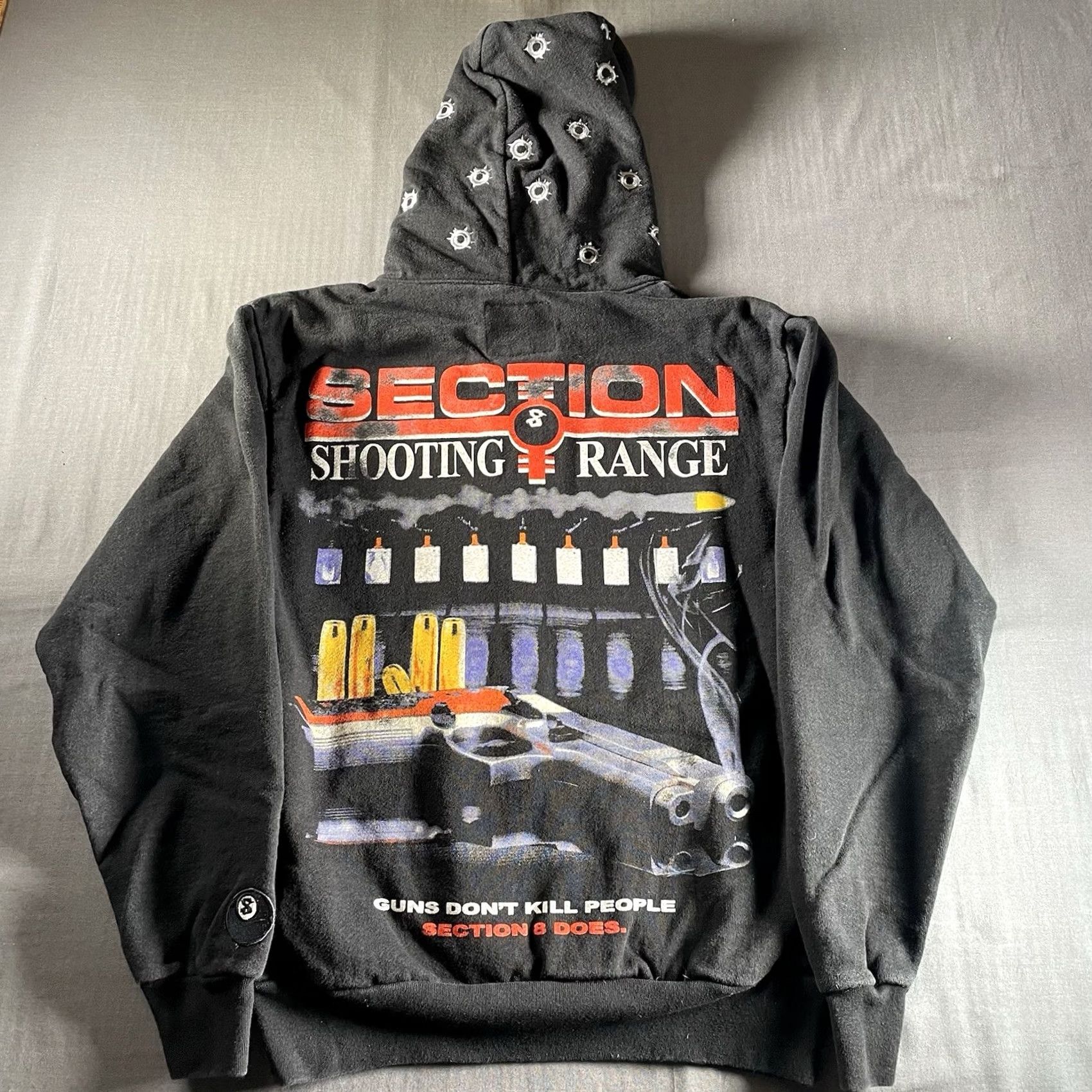 Vintage Section 8 Eight Hoodie Mens Small Black Angel 8 Ball Graphic Print Sweatshirt Heavy Weight USA Size US S / EU 44-46 / 1 - 2 Thumbnail