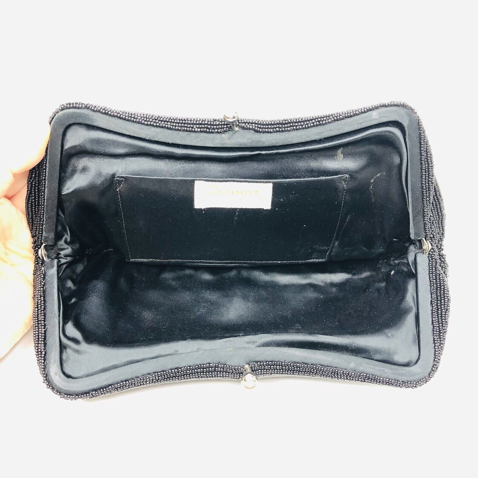 Other Vtg 60s Dormar Black Clutch Micro Beaded Belgium Crystal Size ONE SIZE - 6 Thumbnail