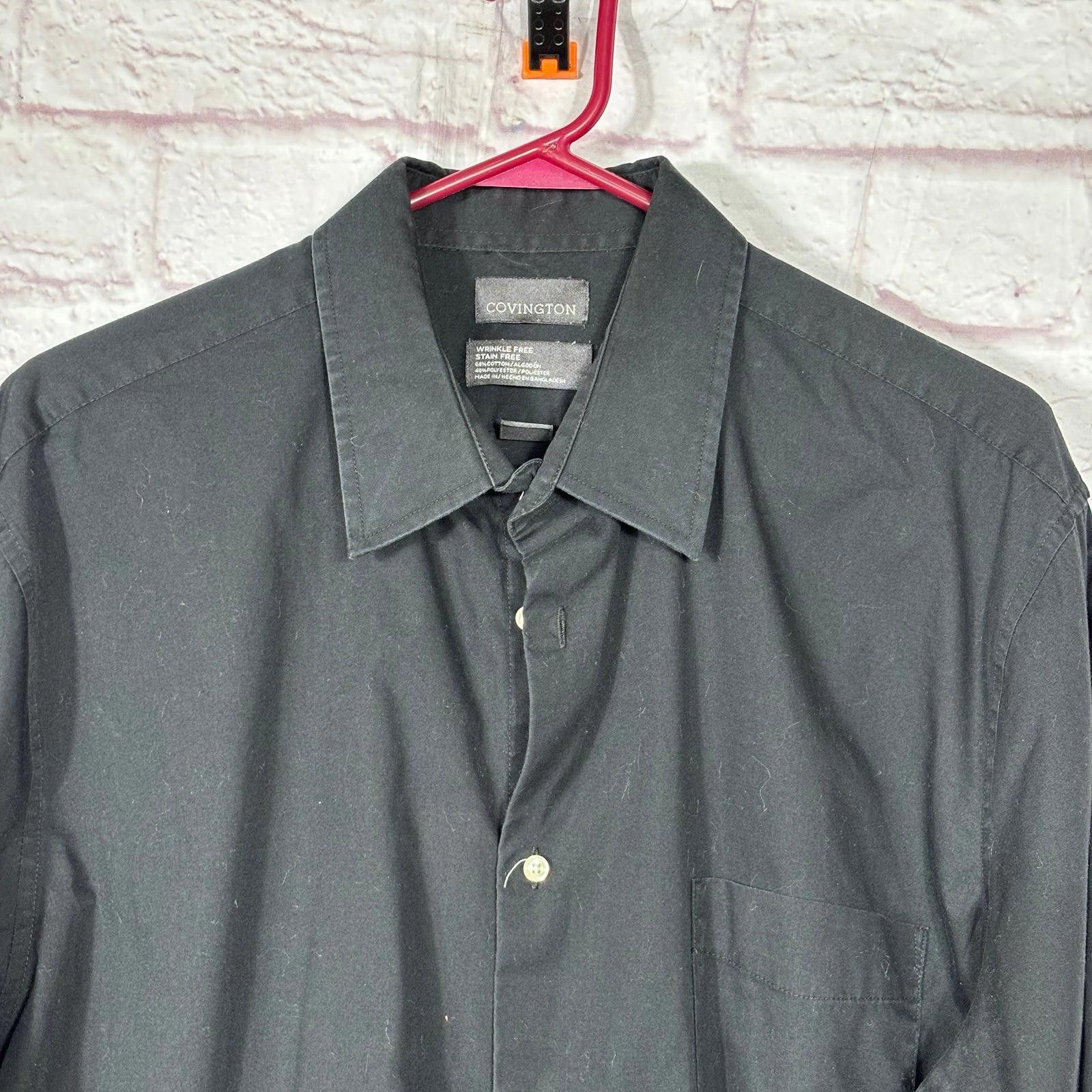 Covington Covington Men's Wrinkle Free Black Dress Shirt 17 1/2 36-37 Size US M / EU 48-50 / 2 - 2 Thumbnail