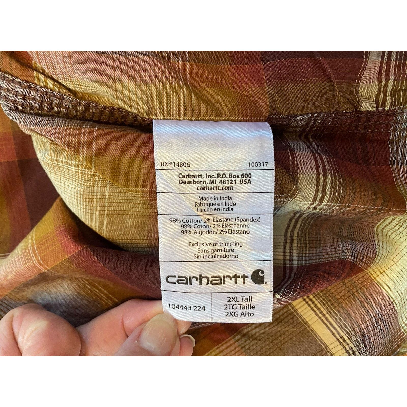 Carhartt Carhartt Pearl Snap Plaid Shirt Men’s Relaxed Fit 2XL Tall Size US XXL / EU 58 / 5 - 8 Thumbnail
