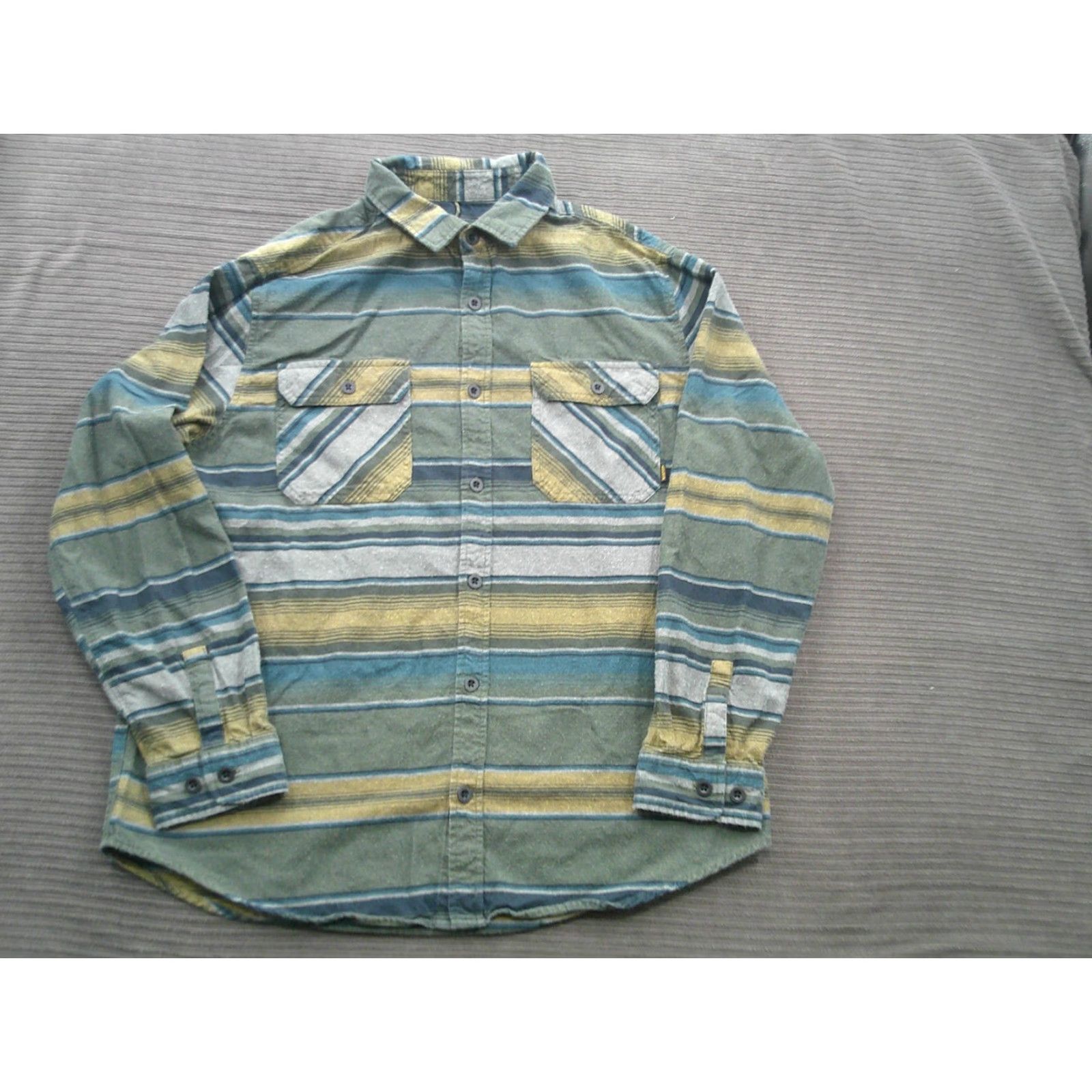 Burton Burton Shirt Mens XL Green Striped Button-Up Cotton Pockets Long Sleeve Vintage No Size US XL / EU 56 / 4 - 2 Thumbnail