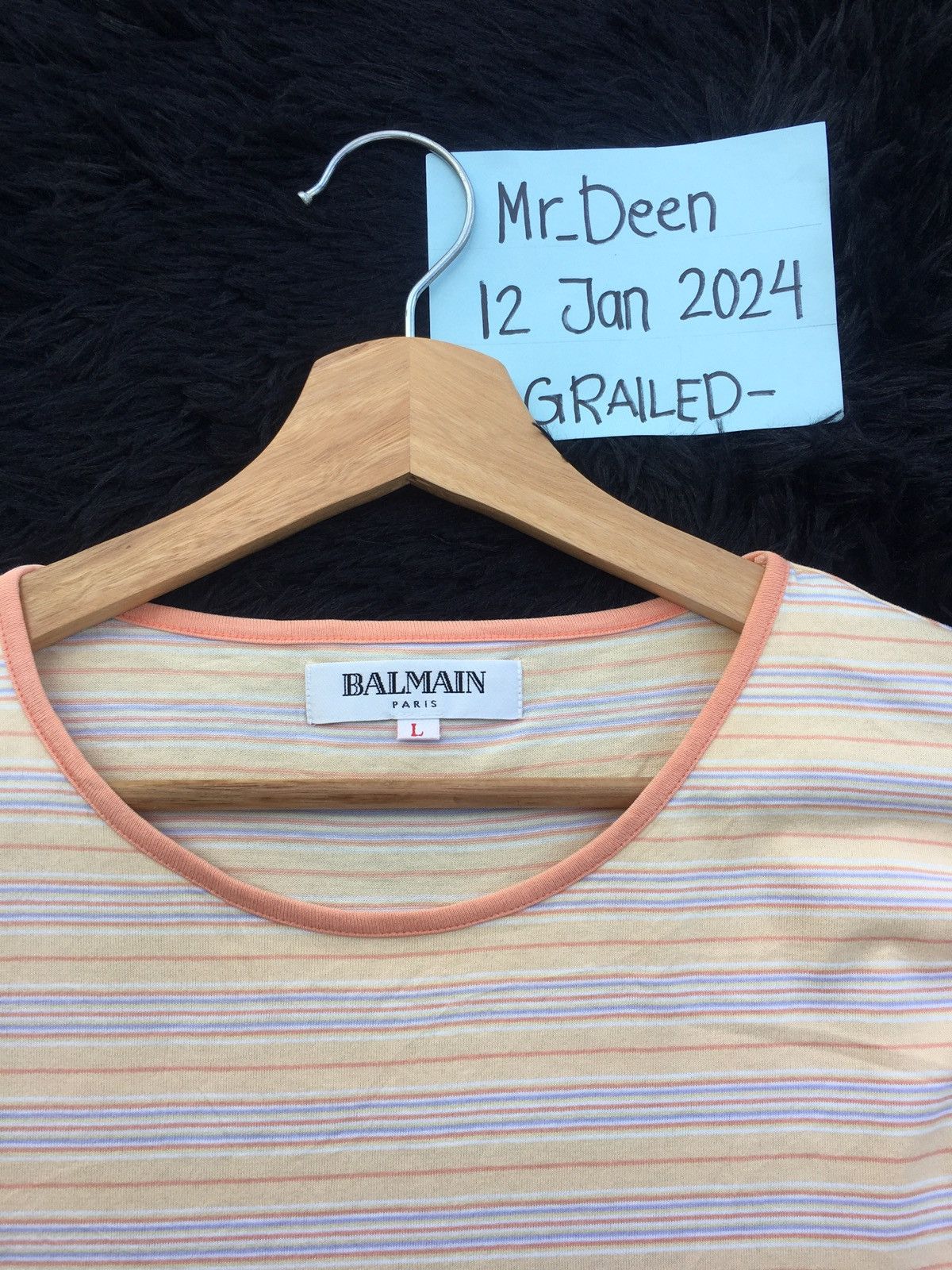 Balmain Rare Vintage BALMAIN Stripes Tshirt Size US L / EU 52-54 / 3 - 7 Thumbnail