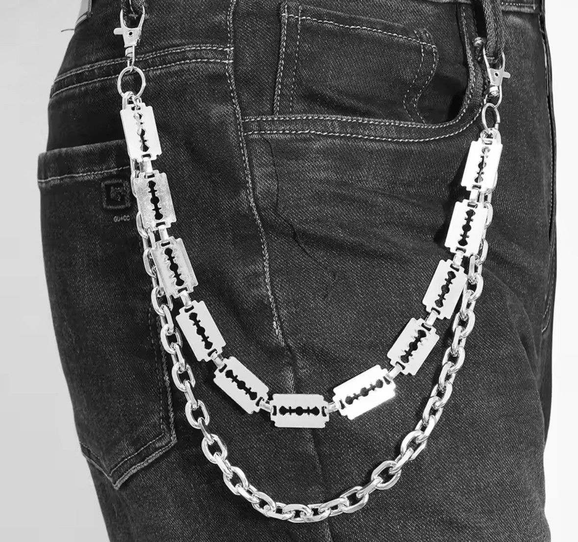 Other Punk Blade Metal Pants Double Chain Wallet Belt Chain Size ONE SIZE - 1 Thumbnail