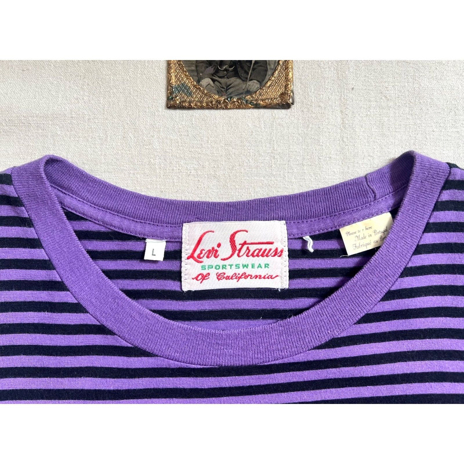 Levi's LVC Levi's Vintage Clothing T-Shirt L Adult Men Purple 50s 60s 70s Striped Short Sleeve Crew Neck BNWOT NOS New Pocket Printed 2010-2019 NOS Size US L / EU 52-54 / 3 - 3 Thumbnail