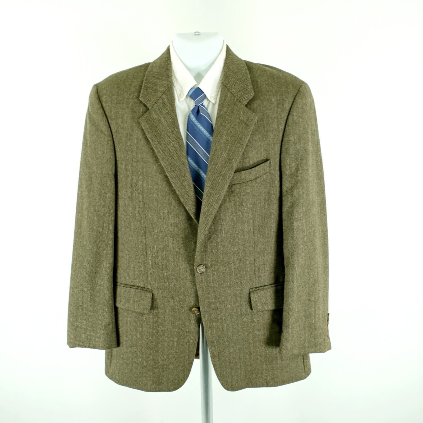 Chaps Chaps Ralph Lauren Green Herringbone 2 Button Sport Coat 40R Size 40R - 5 Thumbnail