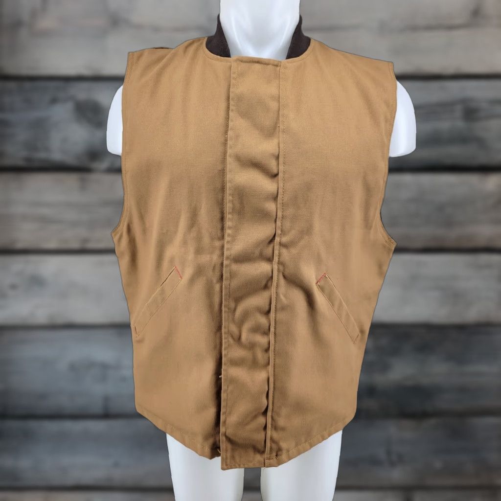 Red Kap VINTAGE Red Kap Men's Vest Canvas Tan Brown Quilted Snap Size US M / EU 48-50 / 2 - 1 Thumbnail