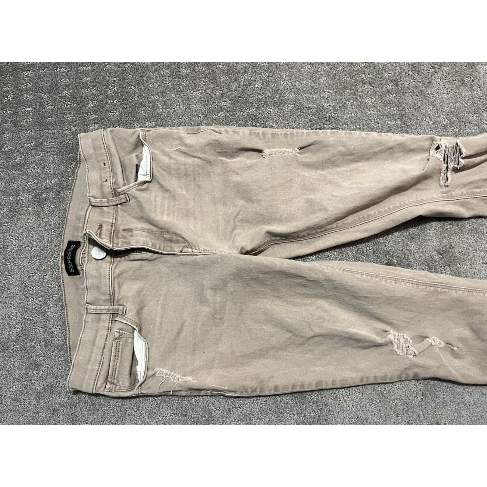 Express VINTAGE Express Ankle Leggings Jeans 4 Beige Stretch Bohemian Womens Size 27" / US 4 / IT 40 - 4 Thumbnail