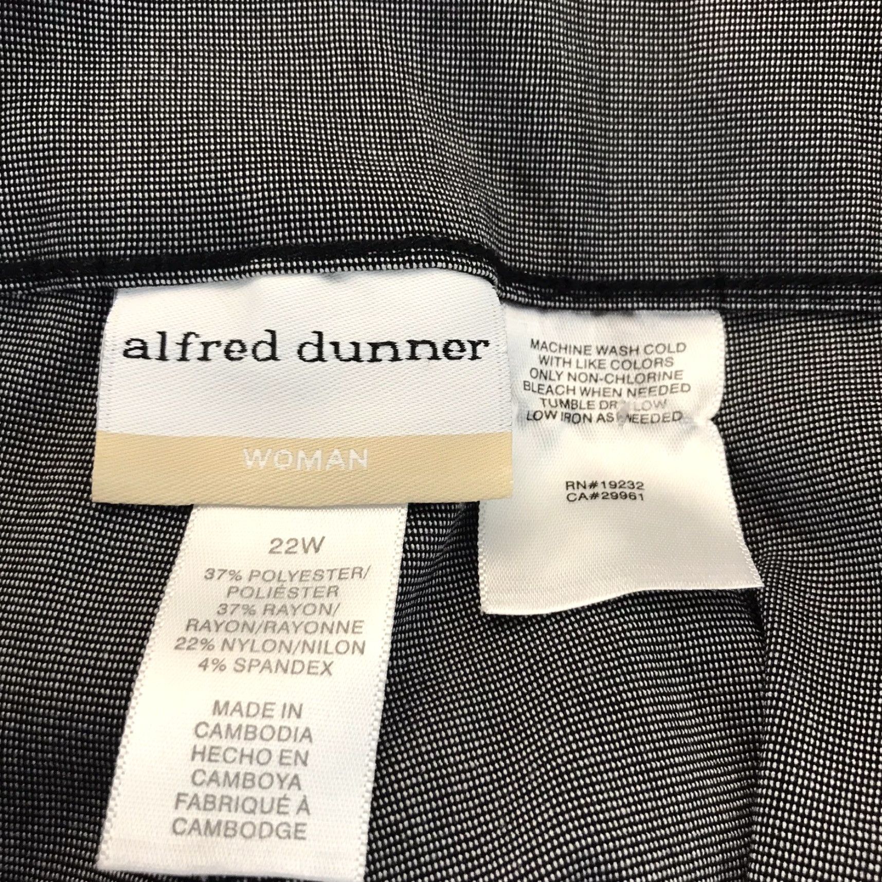 Vintage Alfred Dunner Gray/White Pull-On Cropped Dress Pants Plus Size 22W Womens Size 40" / US 18 - 3 Thumbnail