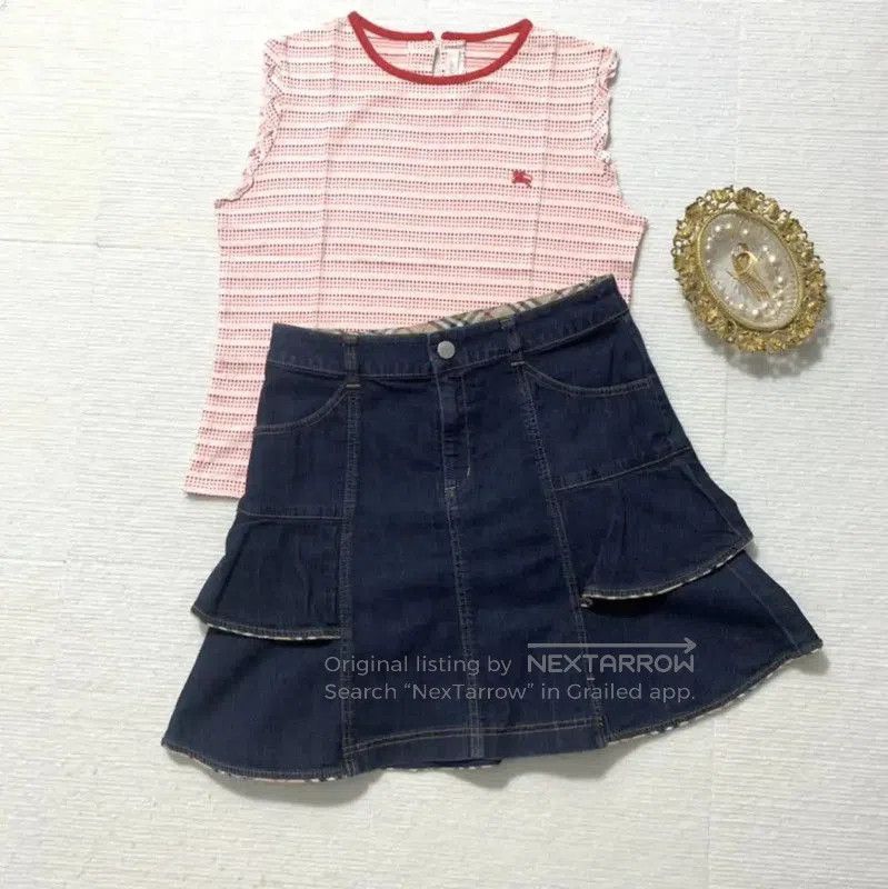 MR & MRS ITALY Burberry Color Block Cotton Denim Skirt. Size 23" - 1 Thumbnail