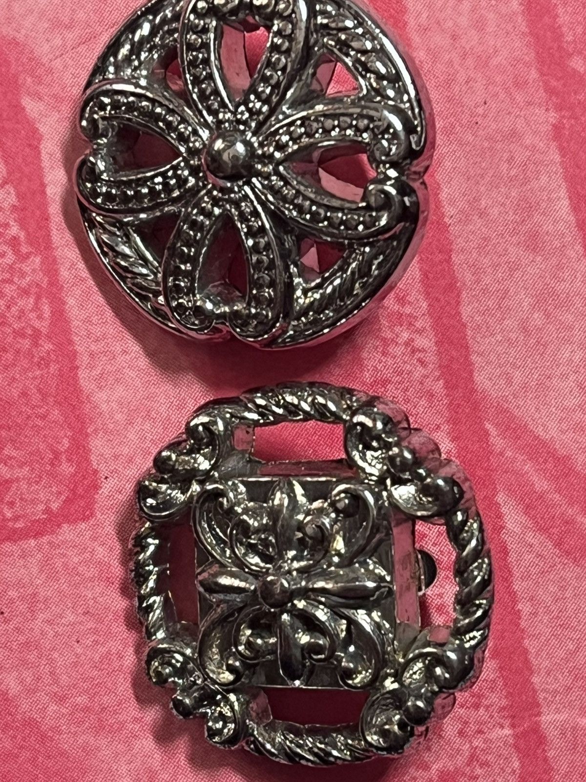 Other Vtg Brighton Silver Shank Buttons Set of 3 Card Size ONE SIZE - 3 Thumbnail