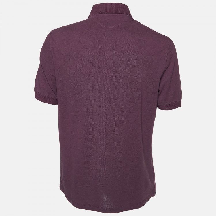 Brunello Cucinelli o1gr1nt0525 Fine Knit Polo Shirt in Purple Size US M / EU 48-50 / 2 - 2 Thumbnail