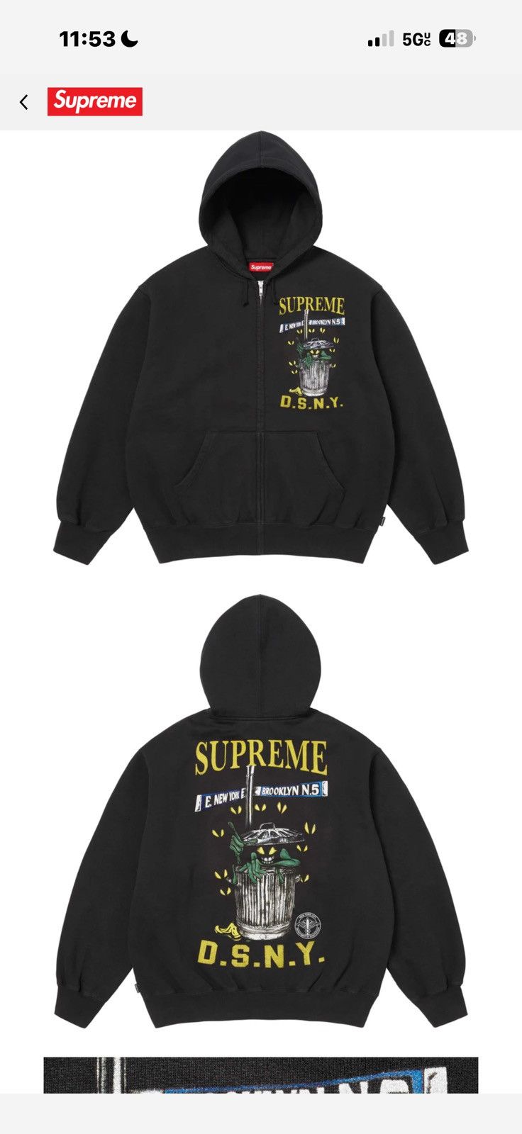 Supreme Supreme dsny black zip up hoodie small Size US S / EU 44-46 / 1 - 1 Thumbnail