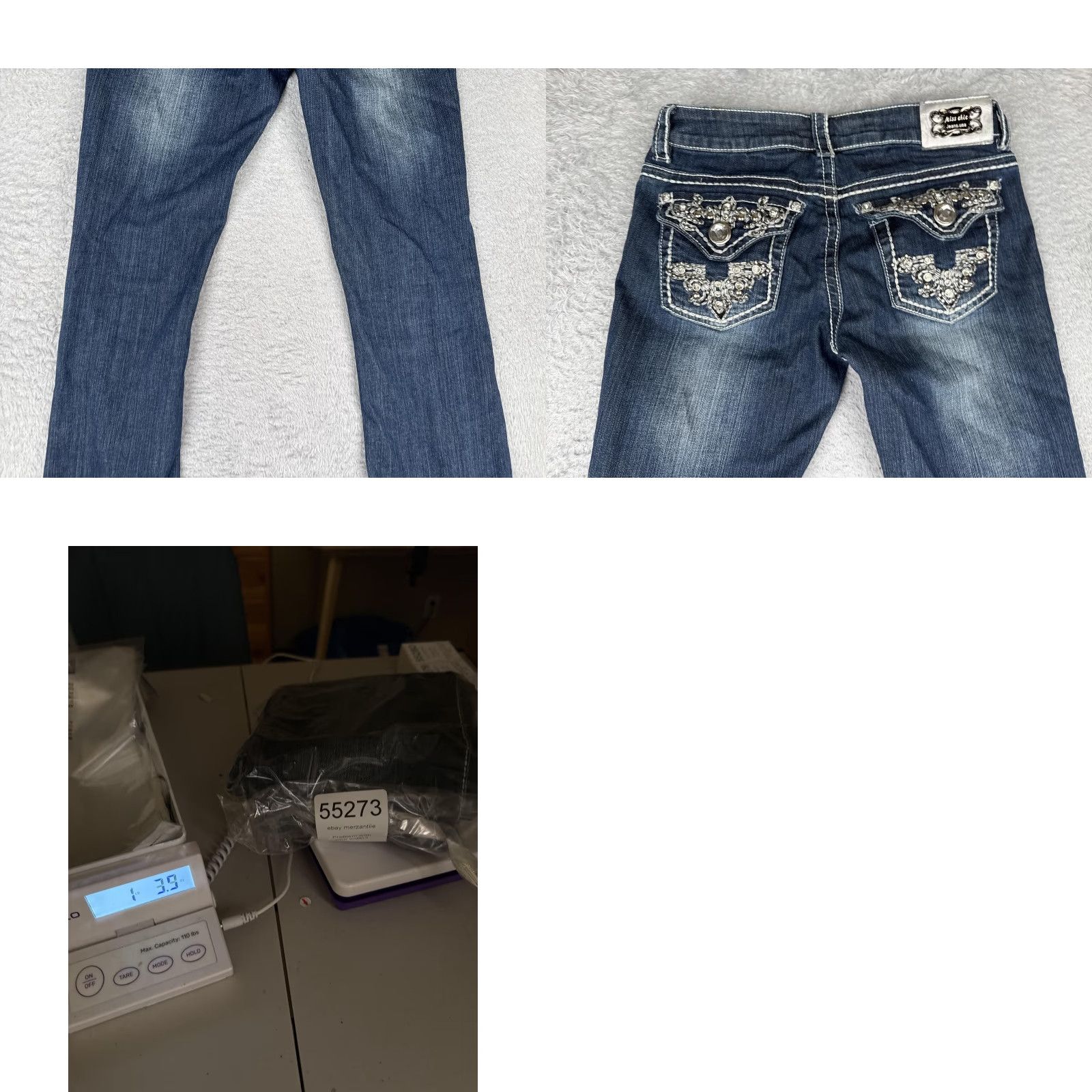 Vintage Miss Chic Icon Jeans Bootcut Juniors 7 Blue Medium Wash Mid Rise Rhinestone 26x30 Jeans Womens Retro USA Size 28" / US 6 / IT 42 - 10 Thumbnail