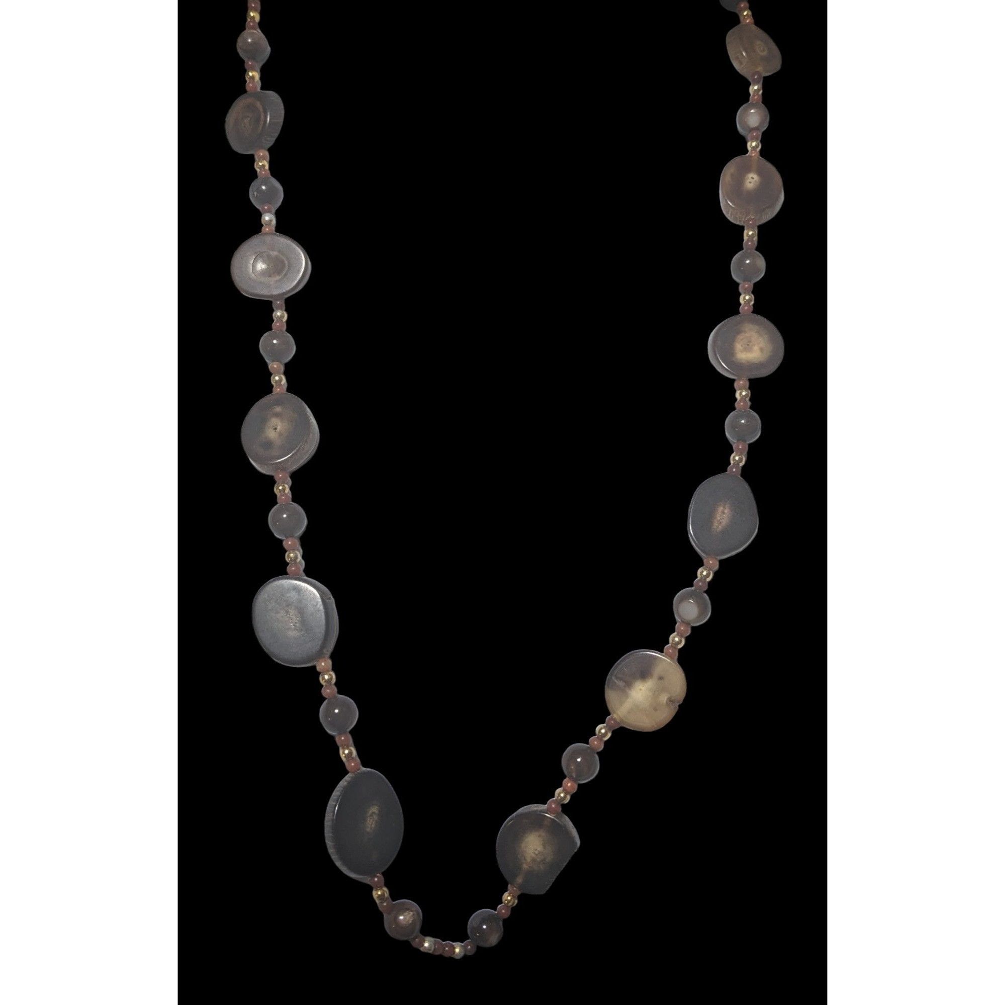 Other Vintage Polished Wood Slice Beaded Necklace Size ONE SIZE - 3 Thumbnail
