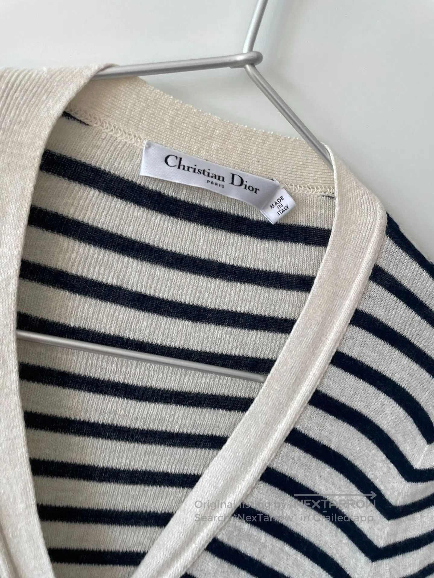 Dior Dior Linen Stripe Gold Button Cardigan. Size XXS / US 00 / IT 34 - 4 Thumbnail