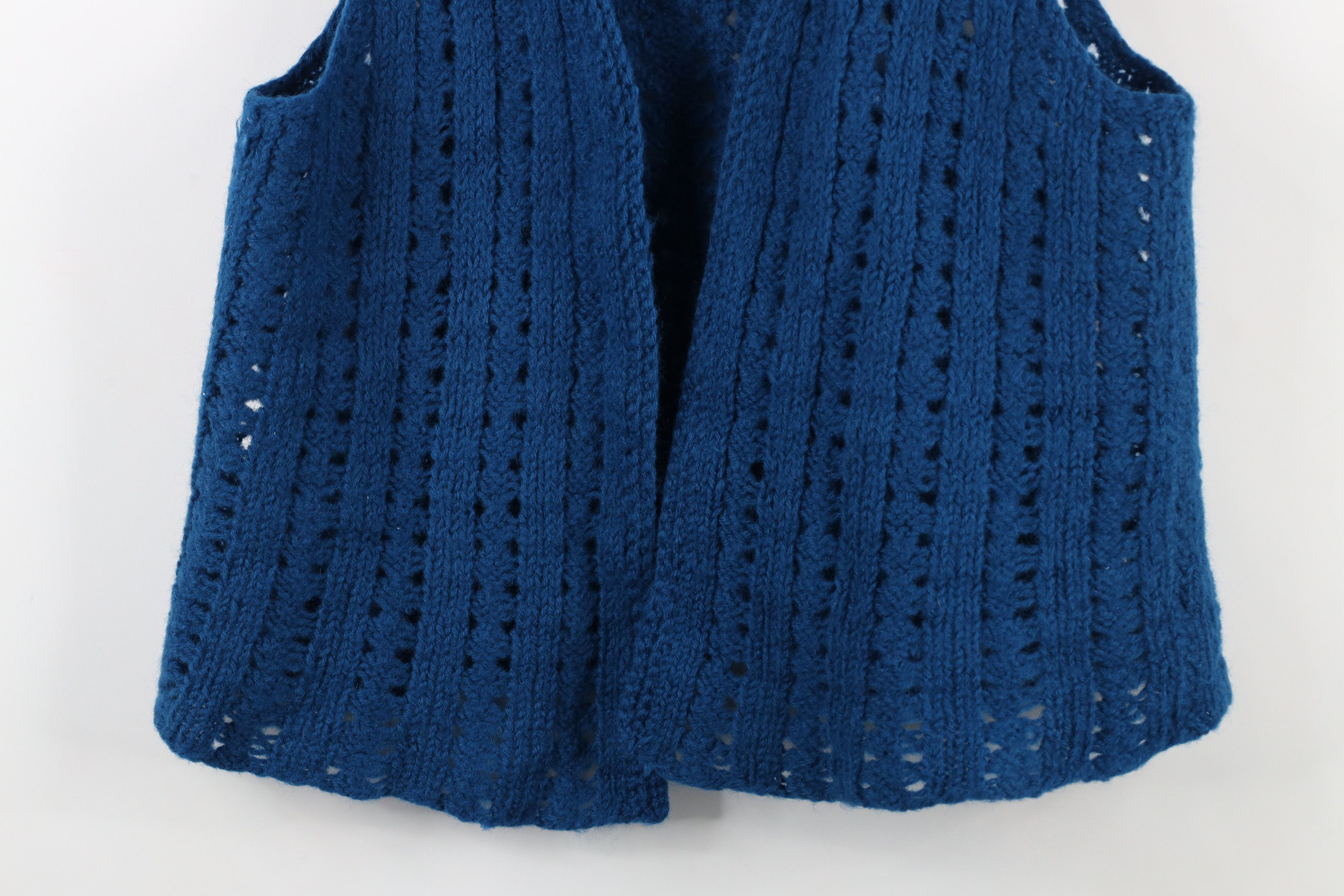 Vintage Vintage 70s Streetwear Open Front Crochet Knit Sweater Vest Size L / US 10 / IT 46 - 3 Thumbnail