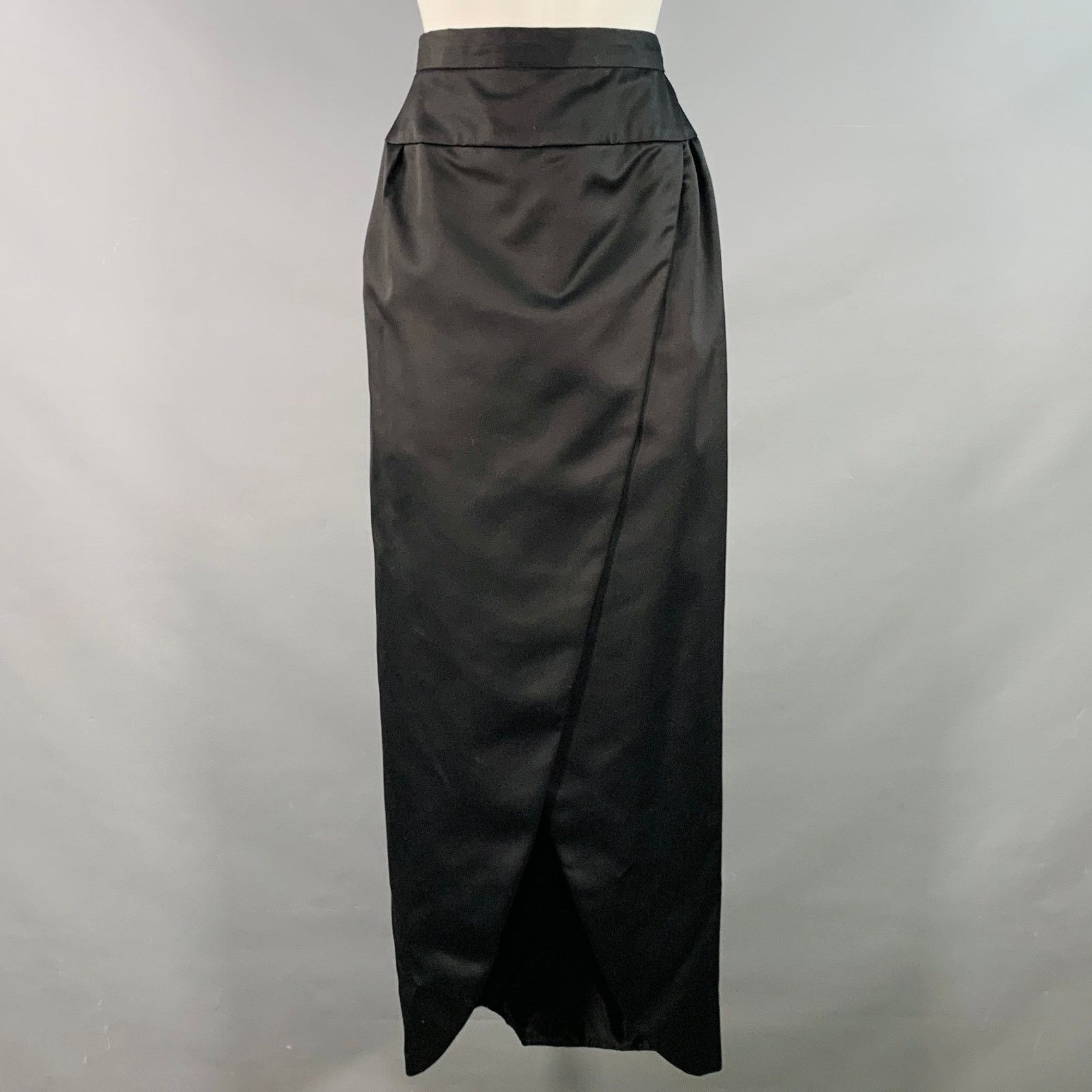 Other VICTOR COSTA Vintage 26 Black Taffeta Open Front Long Skirt Size 26" / US 2 / IT 38 - 1 Thumbnail
