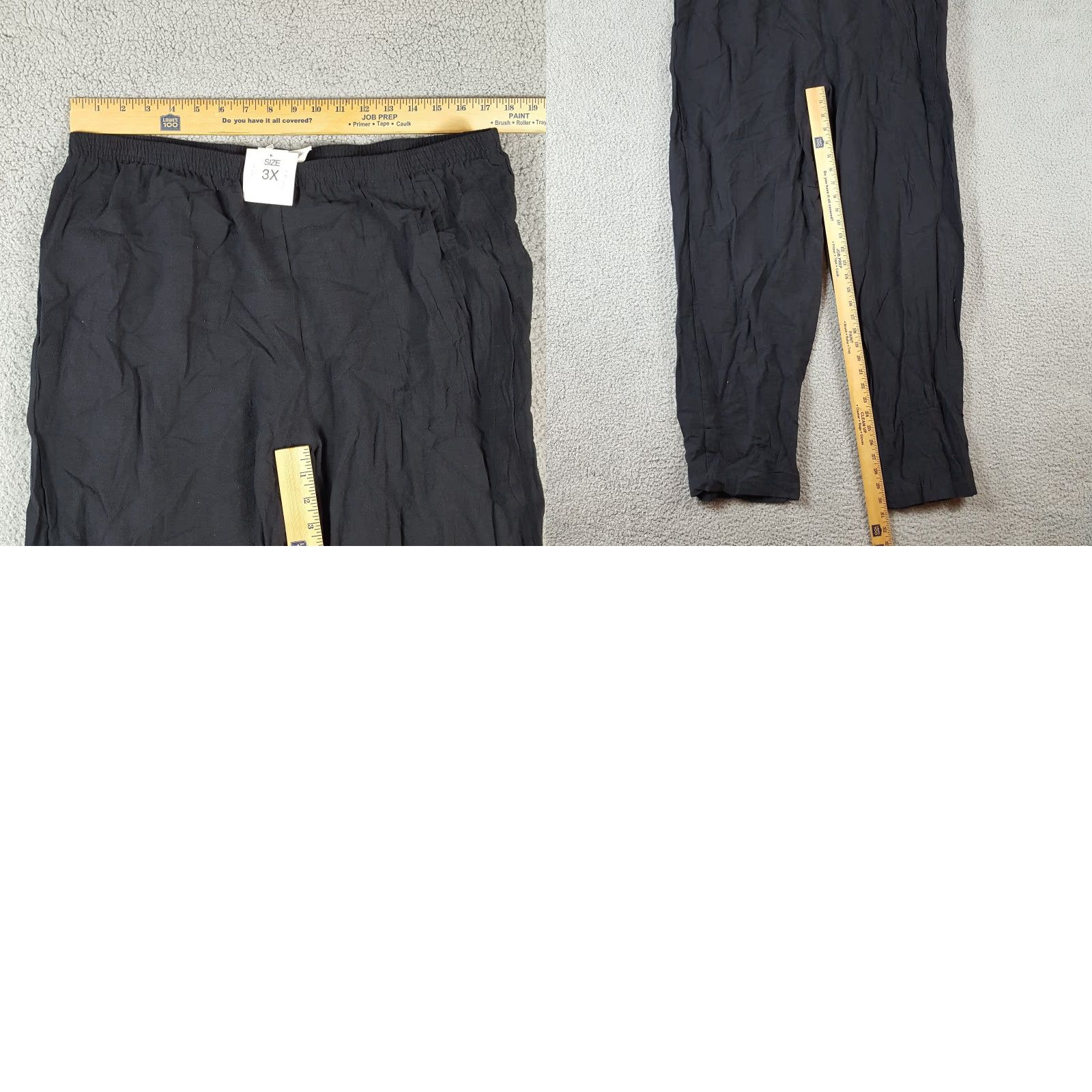 Vintage VINTAGE 80s Women's Pants Relaxed Fit Tapered Ankle Cotton Black Casual Retro Y2K Bohemian Comfort 3X Size 40" / US 18 - 8 Thumbnail