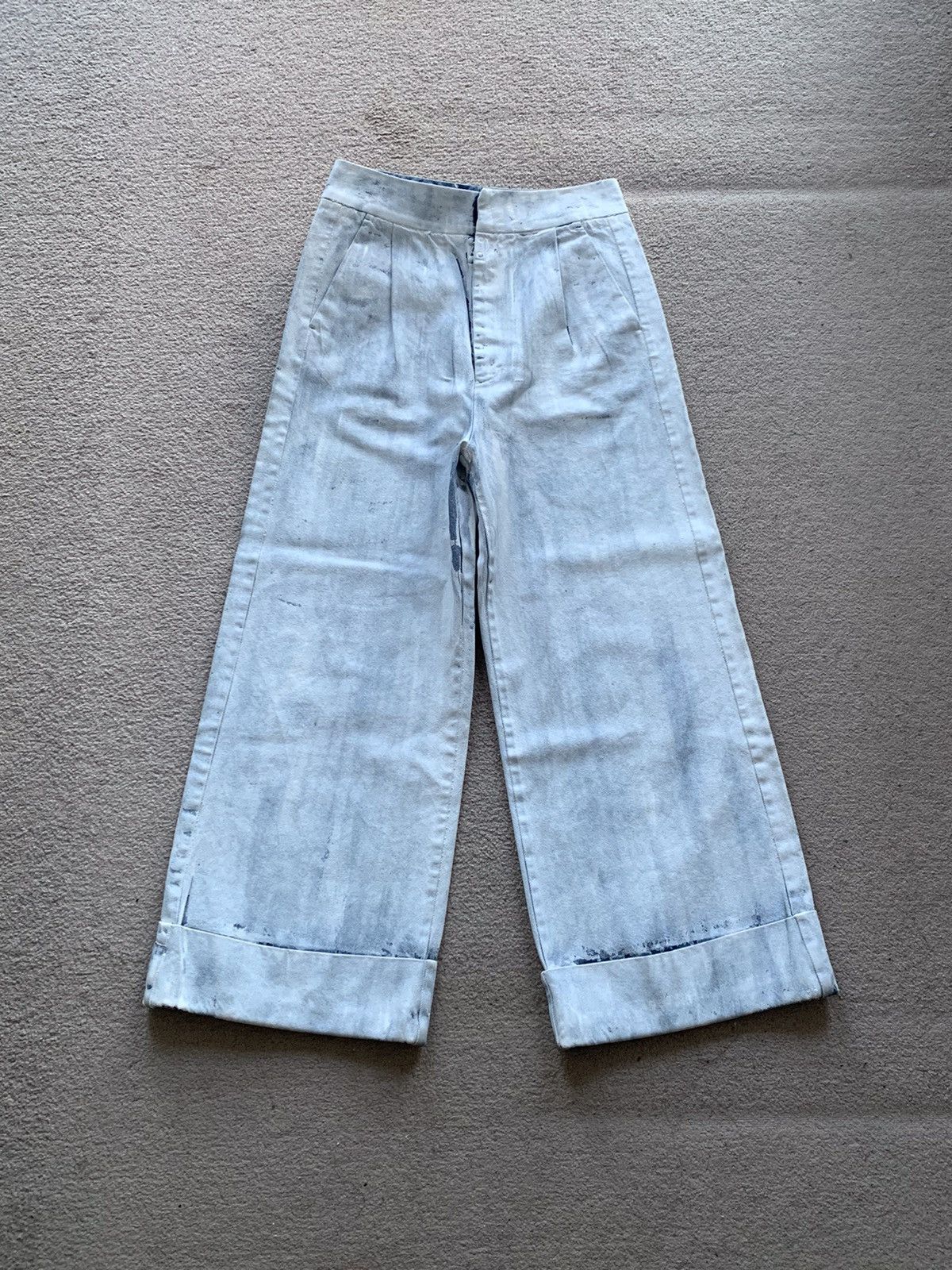 image of Maison Margiela Mm6 Painted Jeans in White, Women's (Size 30)