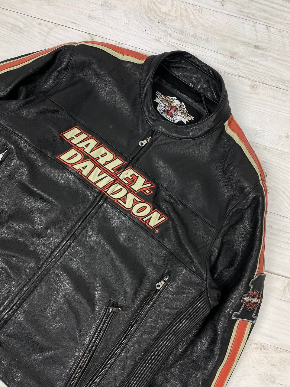 Harley Davidson Vintage Harley Davidson Motorcycle Leather Jacket Biker 90s Size US XXL / EU 58 / 5 - 3 Thumbnail