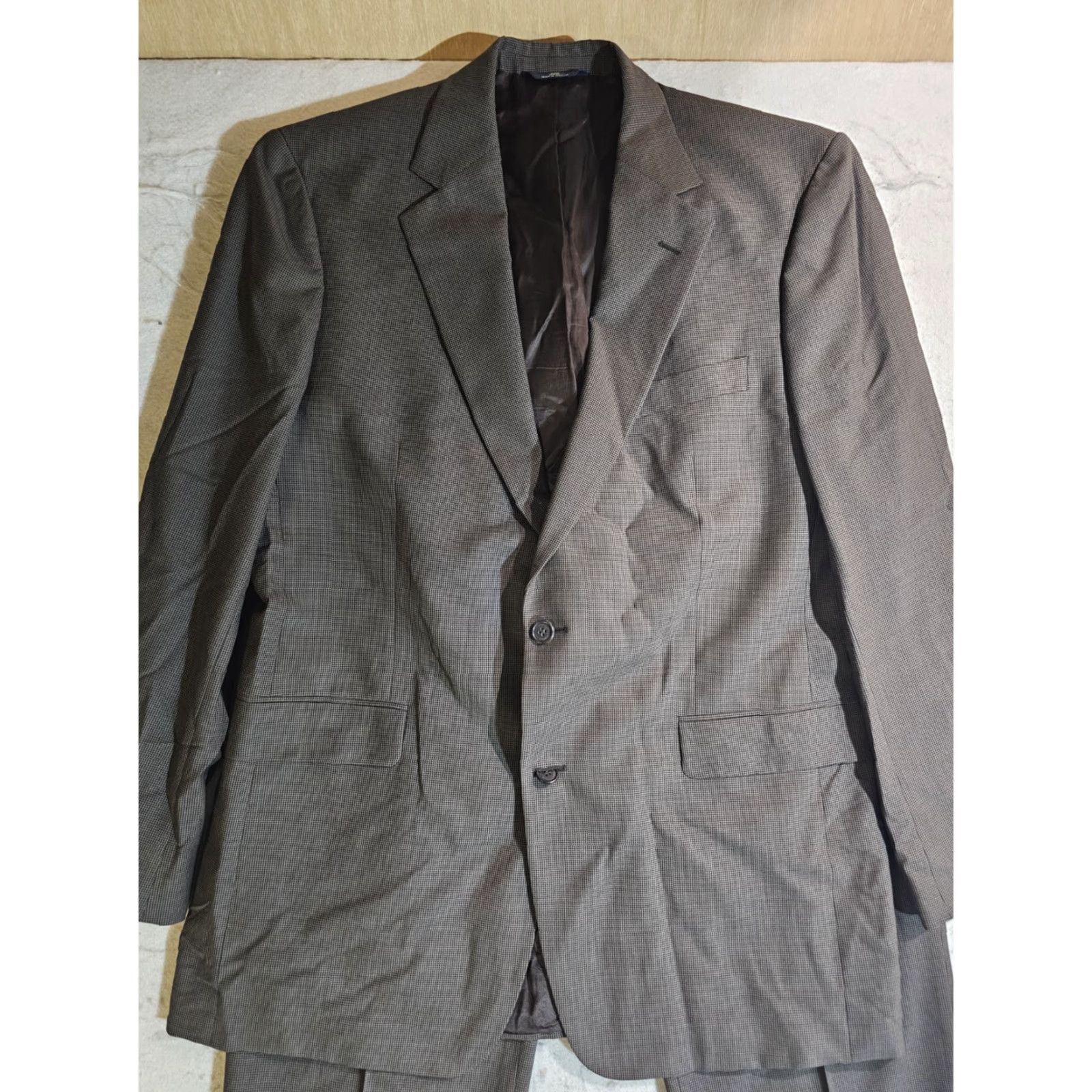 Brooks Brothers Brooks Brothers 346 Stretch Wool 2 Piece Mens Suit Brown 43L 34x32 Houndstooth Suit Men Regular 2 Piece Long Notch Lapel Modern Classic Mens Size 46R - 3 Thumbnail