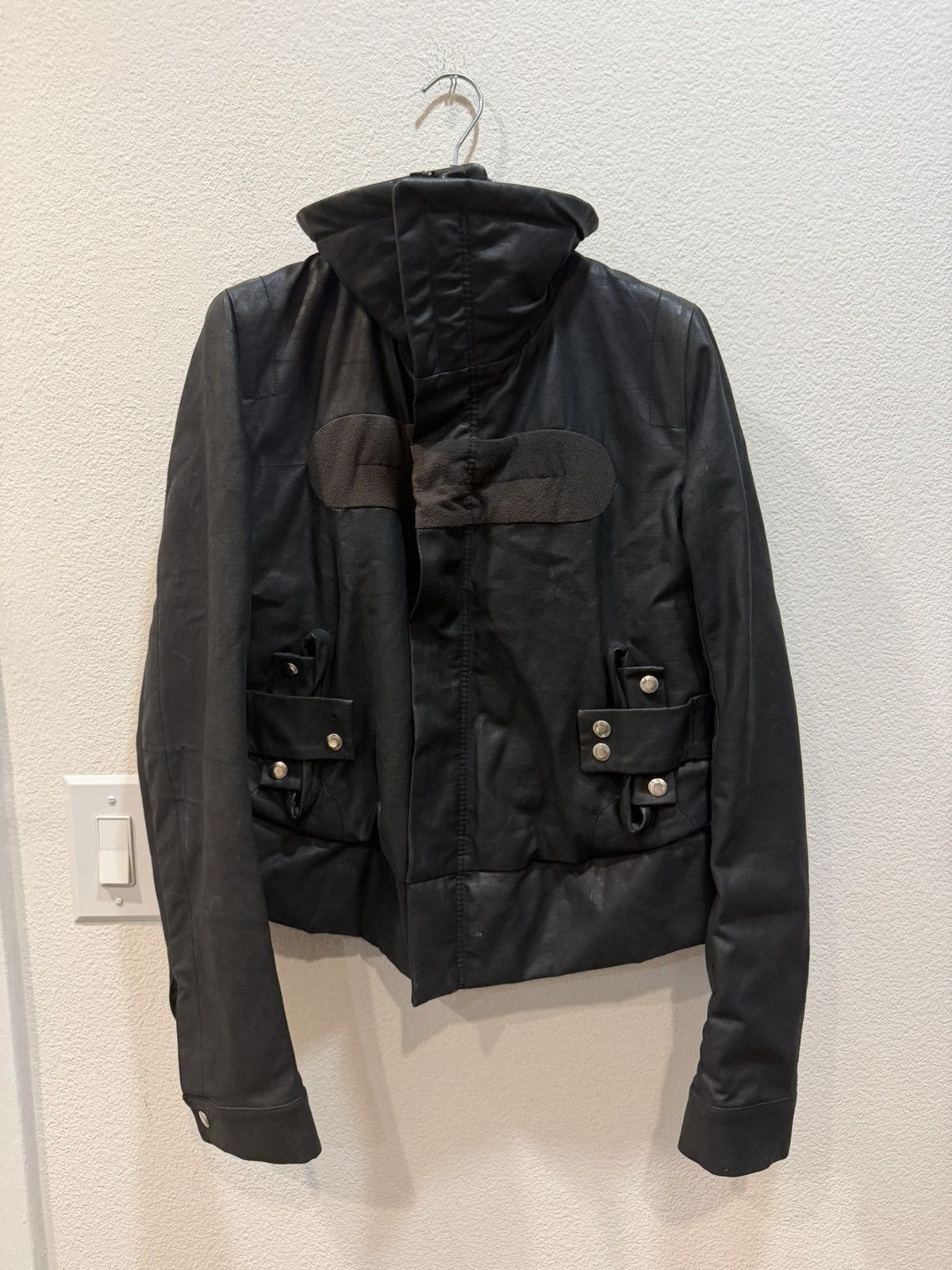Rick Owens AW03 Pill Runway Waxed Funnel Neck Rider Jacket 46 Size US S / EU 44-46 / 1 - 2 Thumbnail