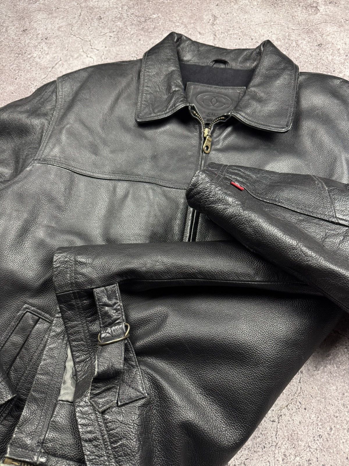 Japanese Brand Vintage leather hard jacket bomber baggy boxy opium japanese Size US XL / EU 56 / 4 - 9 Thumbnail