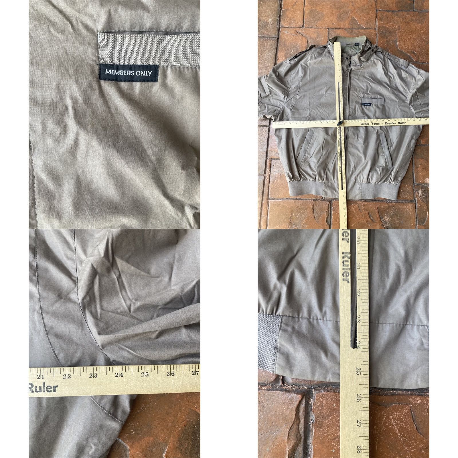 Members Only VINTAGE Members Only Bomber Jacket Cafe Racer Beige Tan 80s Mens 44 Mid-Length Full Zip Pockets Solid Softshell Size US S / EU 44-46 / 1 - 9 Thumbnail