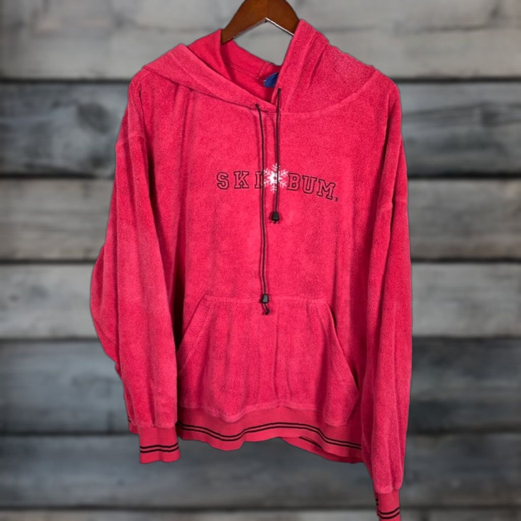 Vintage BUM Equipment Hoodie Adult 4X Red Terry Cloth Sweatshirt Ski Bum Beach Towel Vintage No Size US XXL / EU 58 / 5 - 1 Thumbnail
