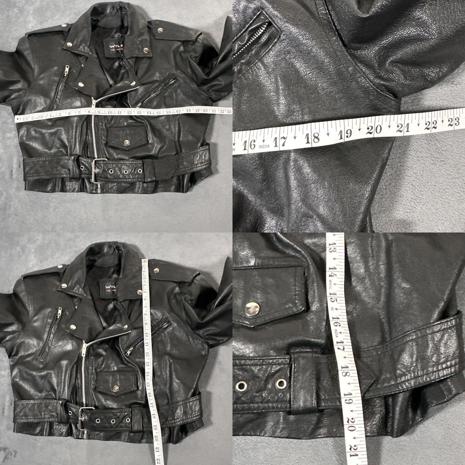 Vintage VINTAGE Wilsons Leather Jacket Womens Large Black Cropped Moto Belted Zip Biker Punk Jacket Size L / US 10 / IT 46 - 10 Thumbnail