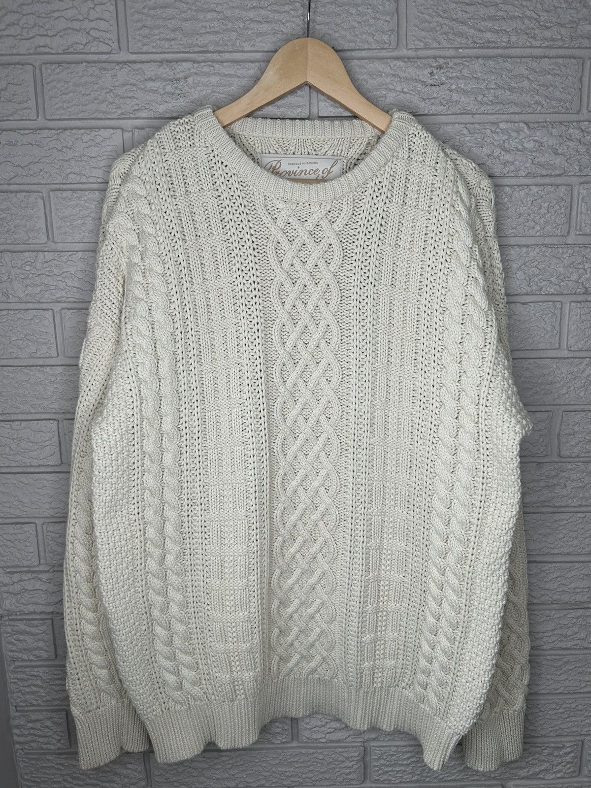 Vintage Province Of Canada White Cable Knit Sweater Size US L / EU 52-54 / 3 - 3 Thumbnail