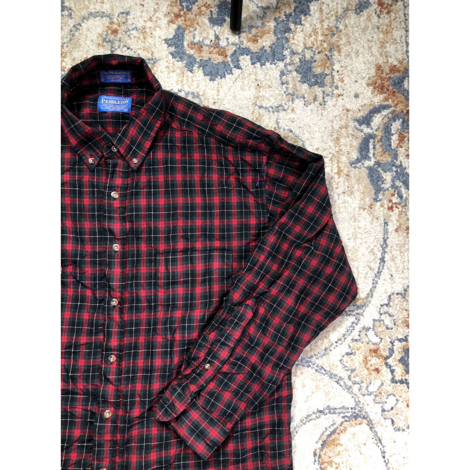 Pendleton VINTAGE Pendleton Shirt Mens XL Red Green Plaid Wool Long Sleeve Button-Down Shirt Size US XL / EU 56 / 4 - 4 Thumbnail