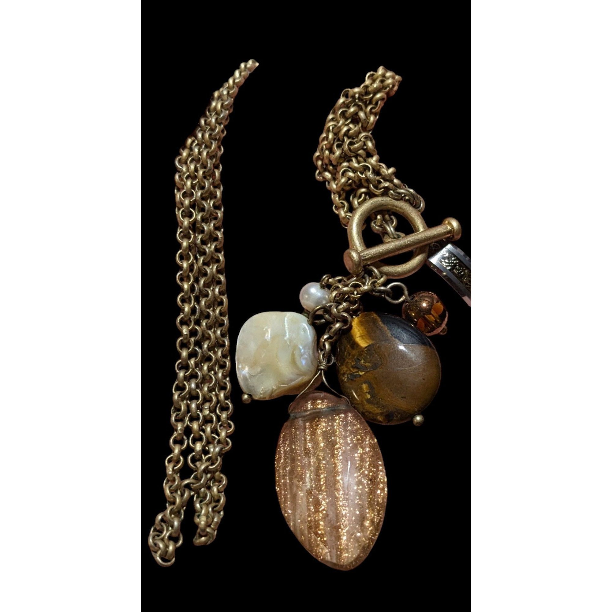 Other Retro Gold Shimmer Beaded Charm Toggle Necklace Size ONE SIZE - 5 Thumbnail