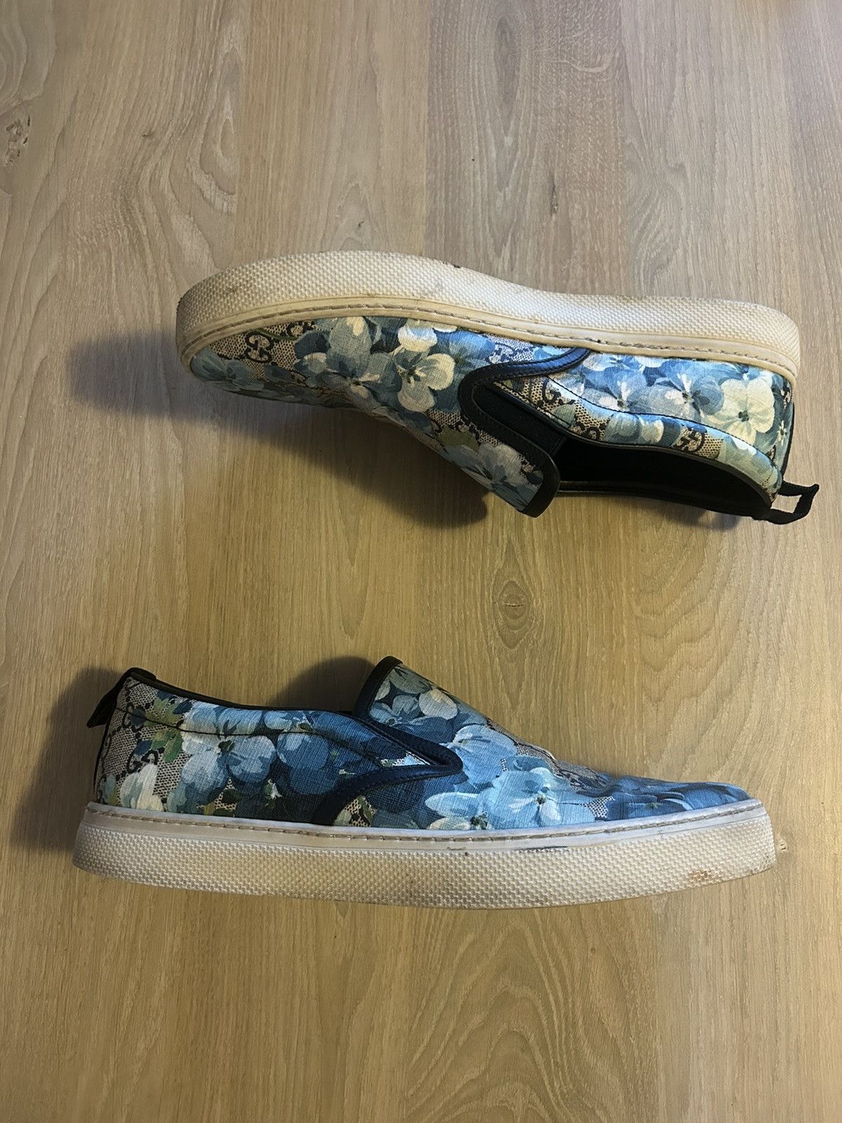 Gucci Floral Print GG Supreme Monogram Slip-Ons Size US 8 / EU 41 - 1 Thumbnail
