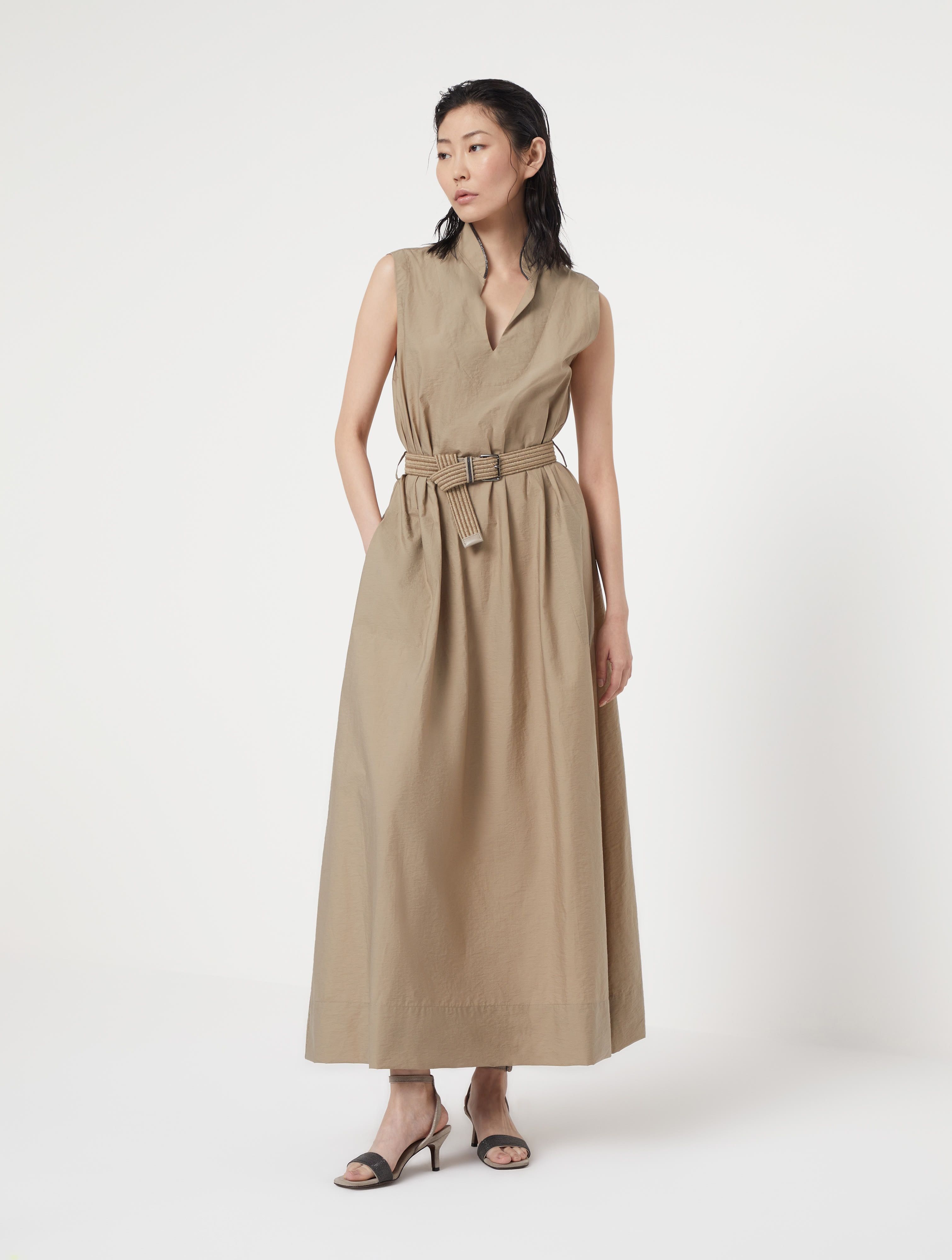 Brunello Cucinelli o1la1rc1a0425 Denim Dress in Almond Beige Size M / US 6-8 / IT 42-44 - 3 Thumbnail