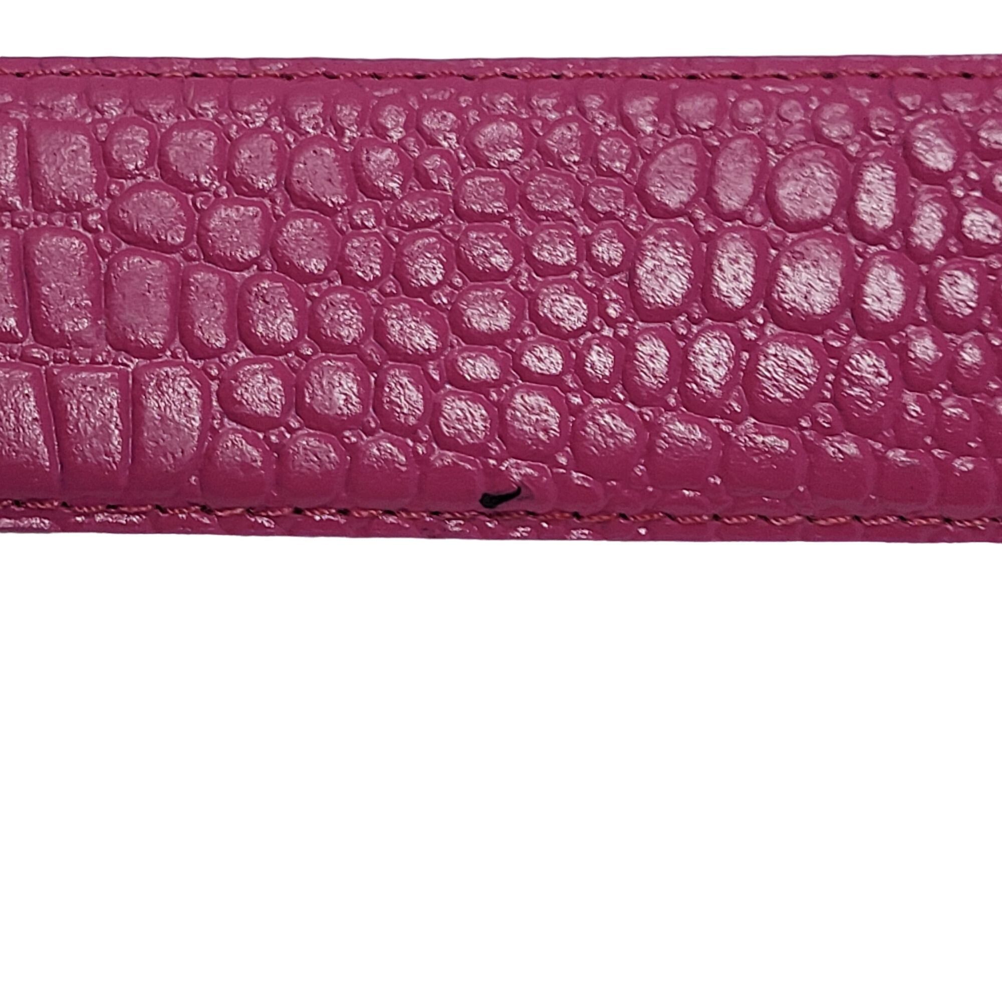 Vintage Vintage 80's Genuine Leather Belt L Fuchsia Hot Pink Croc Em Size ONE SIZE - 2 Thumbnail