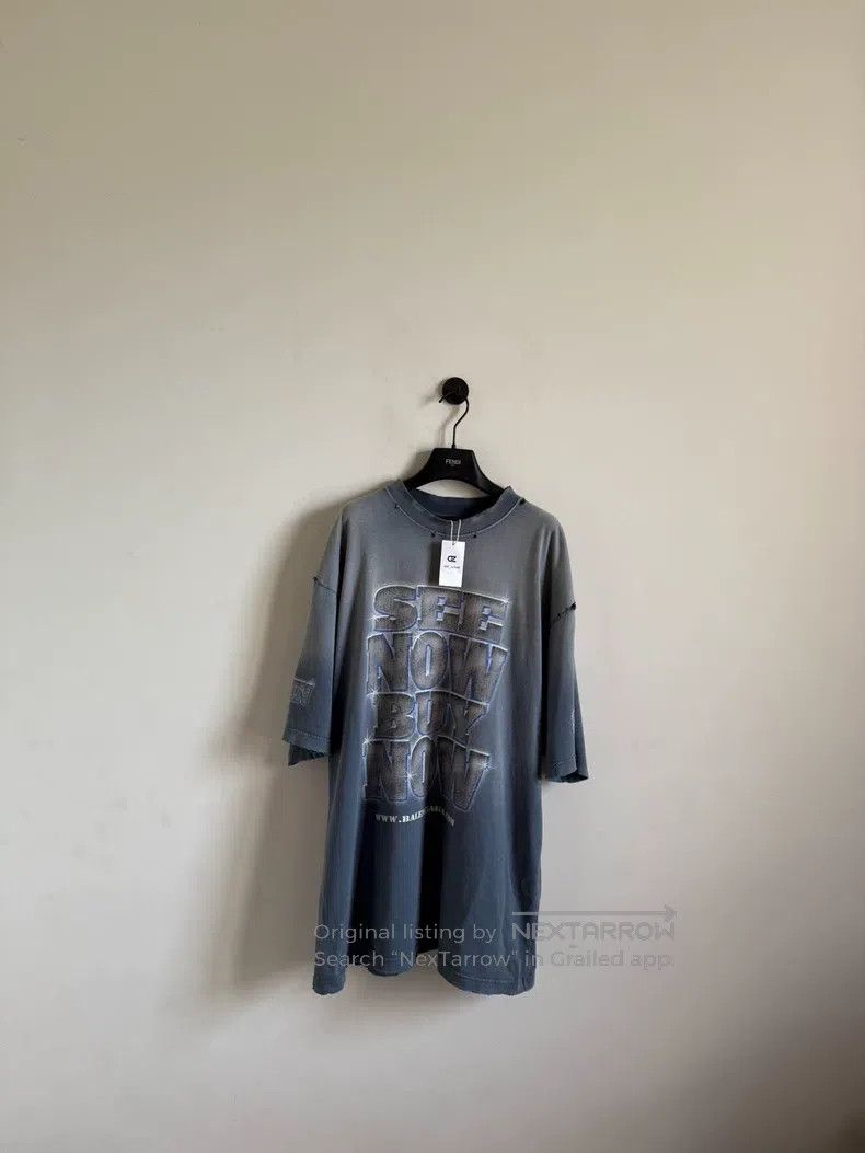 Balenciaga Balenciaga Diamond Letter Printed Short Sleeve Haze Blue Size US L / EU 52-54 / 3 - 1 Thumbnail