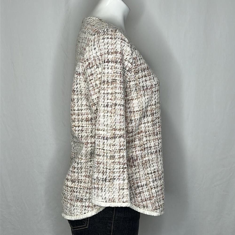 Designer W5 Antrhro 3/4 Sleeve Houndstooth Tweed Top w/Back Zipper, M Size M / US 6-8 / IT 42-44 - 5 Thumbnail
