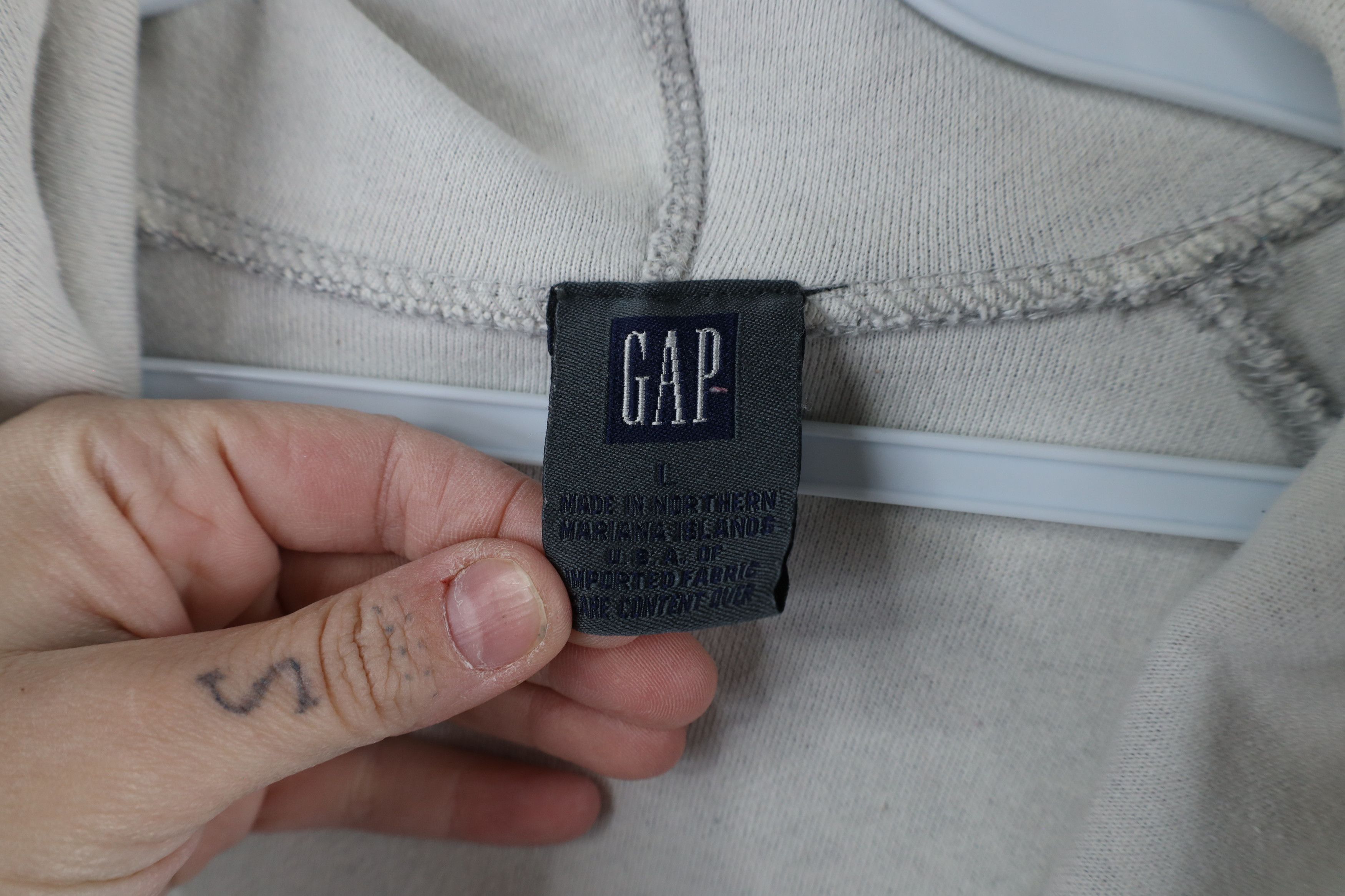Gap × Vintage Vintage 90s Gap Full Button Hoodie Sweatshirt Gray USA Size US L / EU 52-54 / 3 - 10 Thumbnail