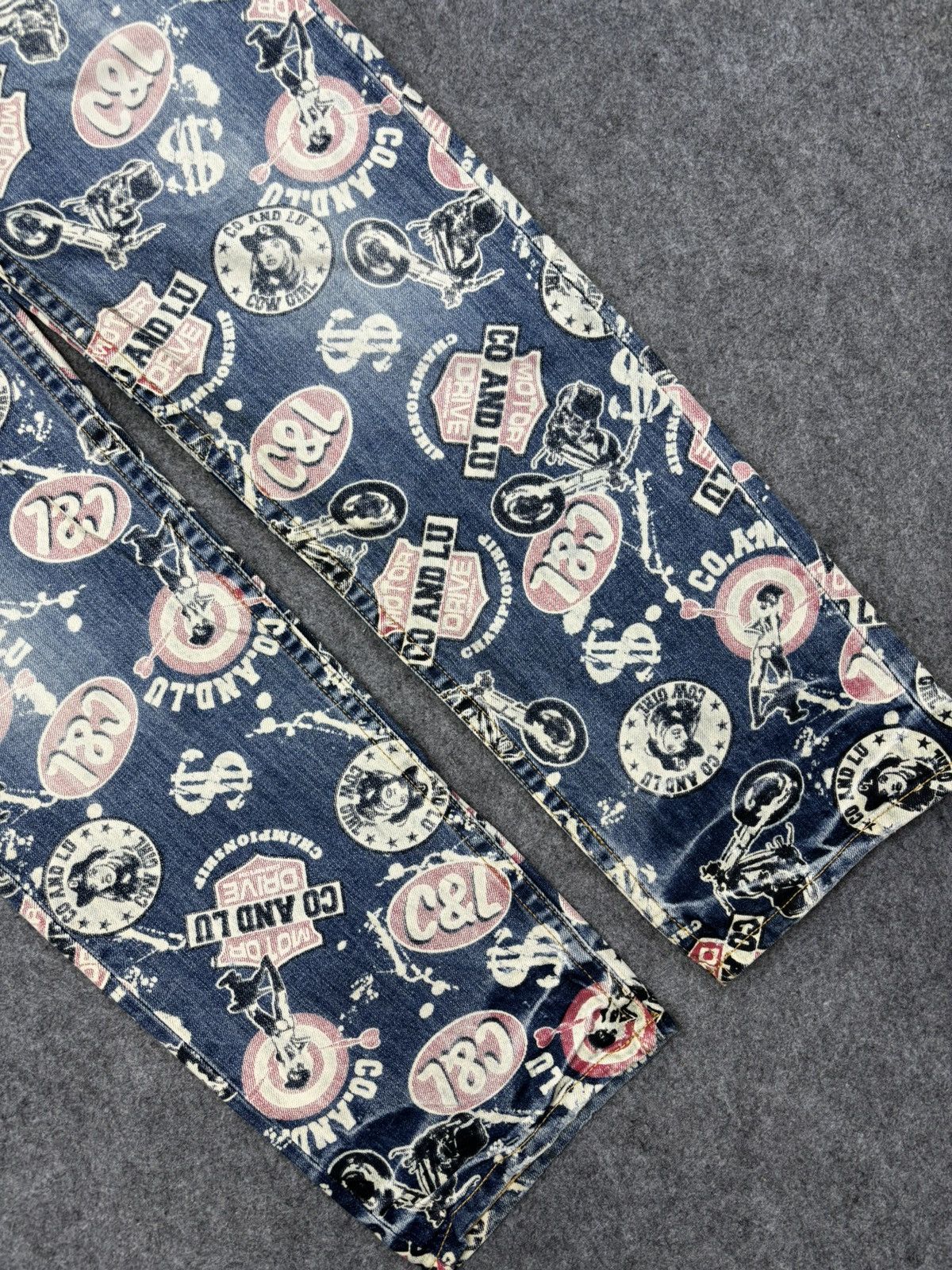Designer Co&Lu Japan Dope Sick Full Print Denim F750 Size US 31 - 6 Thumbnail