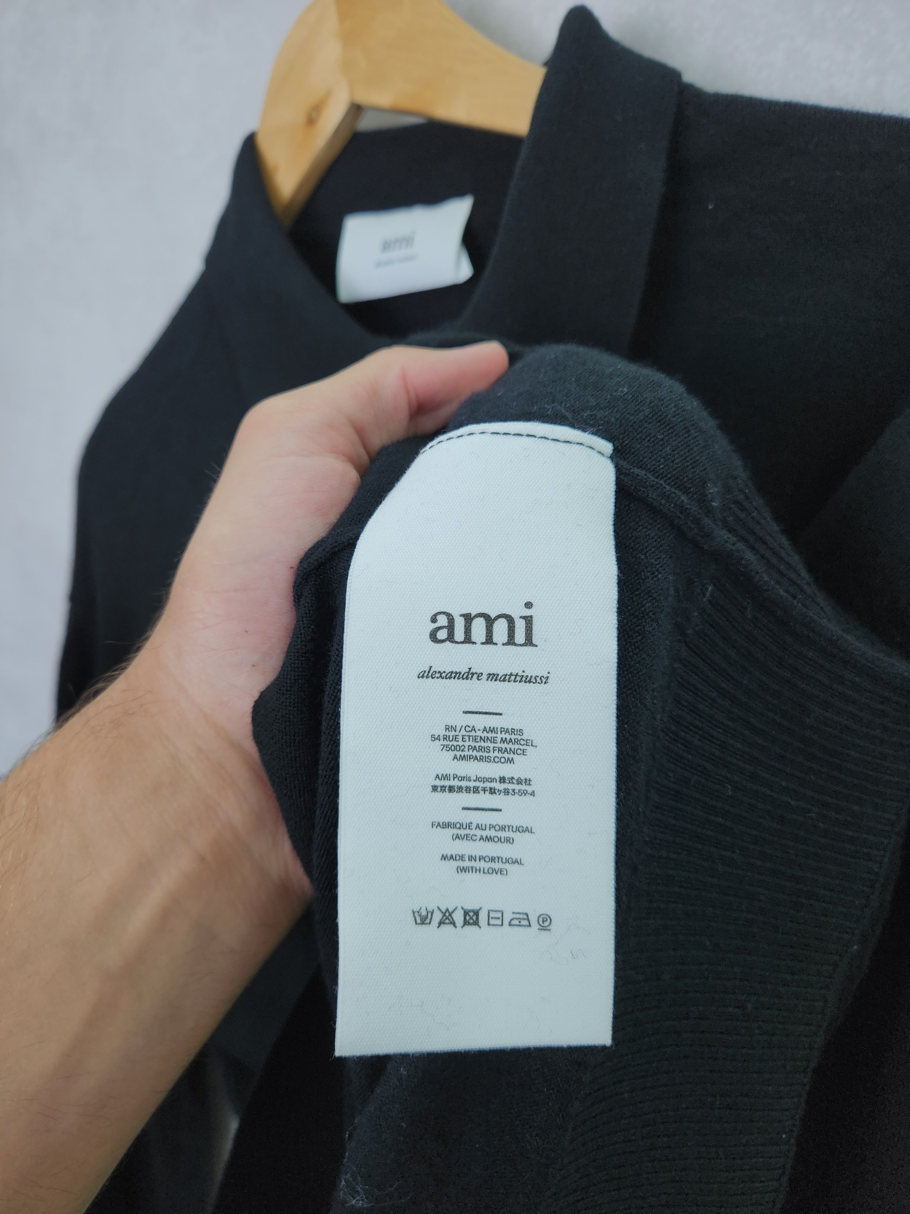 AMI Ami black cardigan button ups black logo merino wool Size US L / EU 52-54 / 3 - 11 Thumbnail
