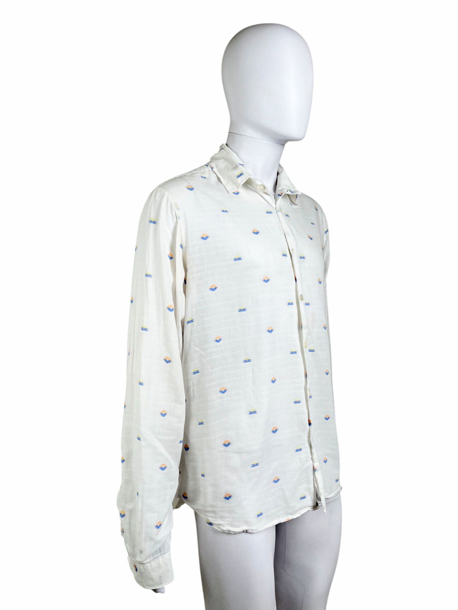 Ann Demeulemeester 2000's White Floral Pattern Shirt Size US L / EU 52-54 / 3 - 2 Thumbnail